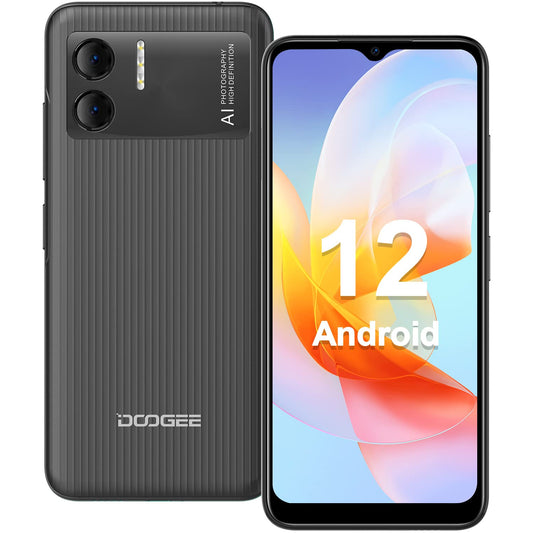 DOOGEE X98 Mobiele telefoon, Android 12, display 6,52 inch HD+, 4200 mAh batterij, 8 MP + 5 MP camera smartphone ontgrendeld 4G, 3 GB + 16 GB (SD 1 TB) Helio A22, Face ID/Dual SIM/OTG/WiFi/GPS/Blauw