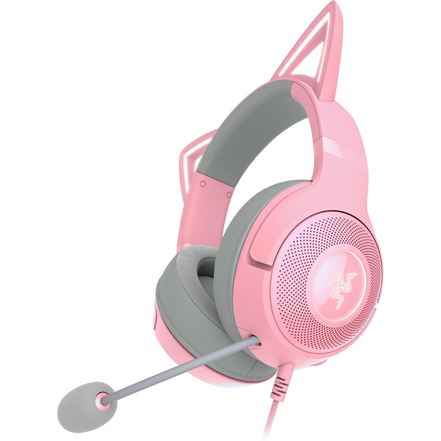 Razer Kraken Kitty V2 - Bedrade RGB Headset met Cat Ears (Reactive Streaming Lighting, Razer HyperClear Mic, TriForce 40mm Drivers, 7.1 Surround Sound) Quartz