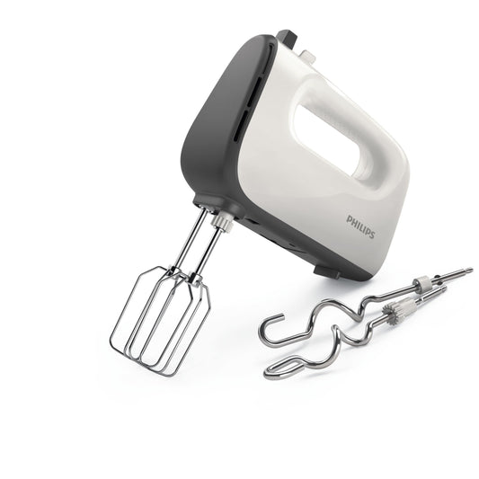 Philips Handmixer Viva Collection - 450 Watt - 5 Snelheden - Turbo stand - Eenvoudige kloppermontage - Kegelvormige klopper - Eenvoudige ontgrendeling - Met kneedaccessoire - HR3741/00