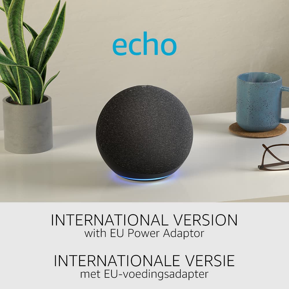 Echo (4e generatie) Internationale versie | Met premium sound, smart home hub en Alexa | Antraciet | Nederlandse taal niet beschikbaar