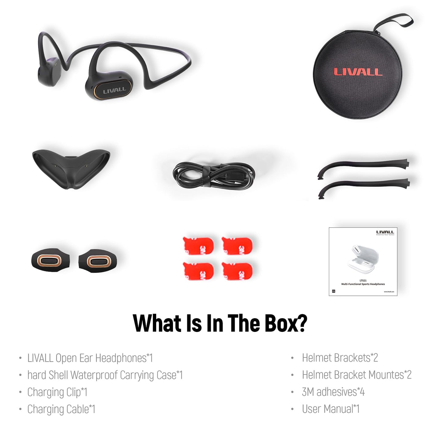 LIVALL 2023 Upgrade Open Ear Hoofdtelefoon, Bluetooth Draadloze Oortelefoon met Microfoon, Waterdichte Headset met Ruisonderdrukking voor Workout, Hardlopen en Fietsen, IPX 64 Waterdicht, Touch