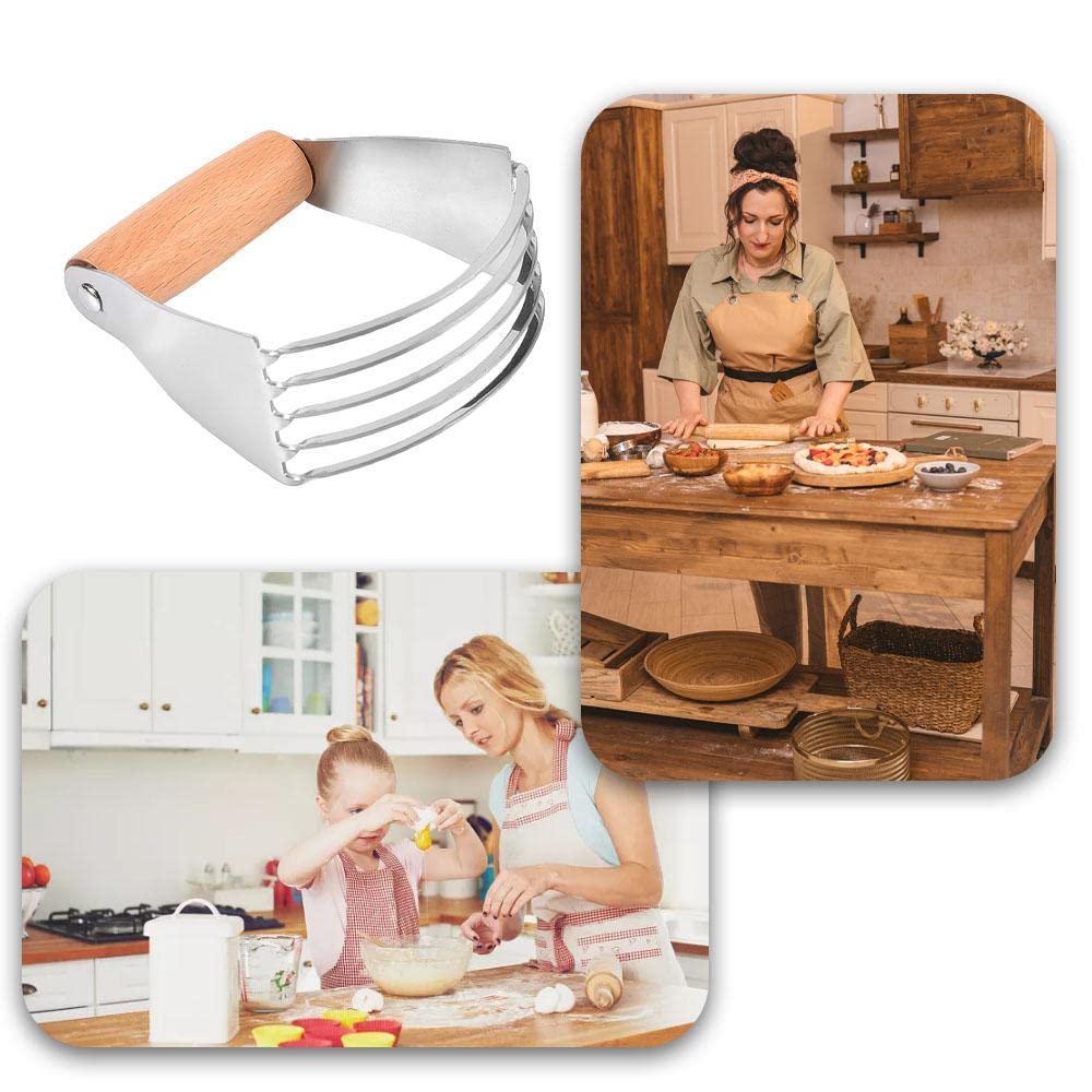 Rvs Gebak Cutter Gebak Blender Hout Antislip Handvat Meel Klopper Duty Deeg Cutter Voor Pasta Pie Korst En Cake