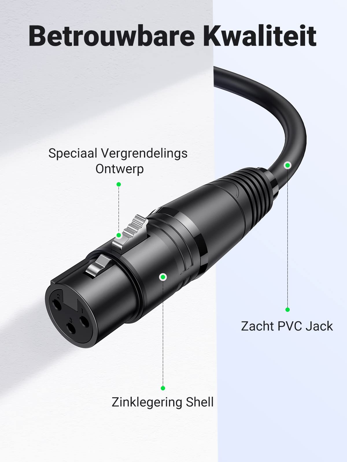 UGREEN XLR Kabel XLR naar XLR Microfoon Kabel Compatibel met Microfoon Luidspreker Mixer Camerer Versterker enz. (1M)