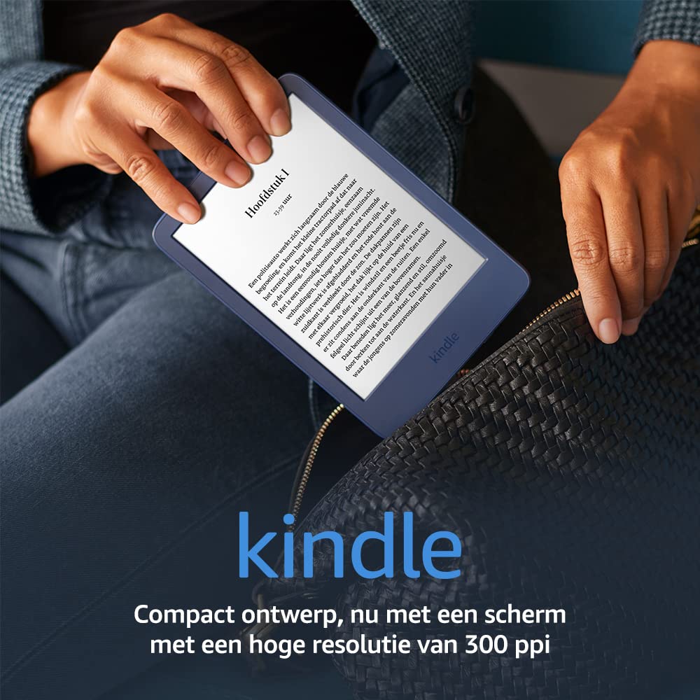 Kindle (2022) – de lichtste en meest compacte Kindle, nu met een 6” scherm met een hoge resolutie van 300 ppi en 2x zoveel opslagruimte | Denim