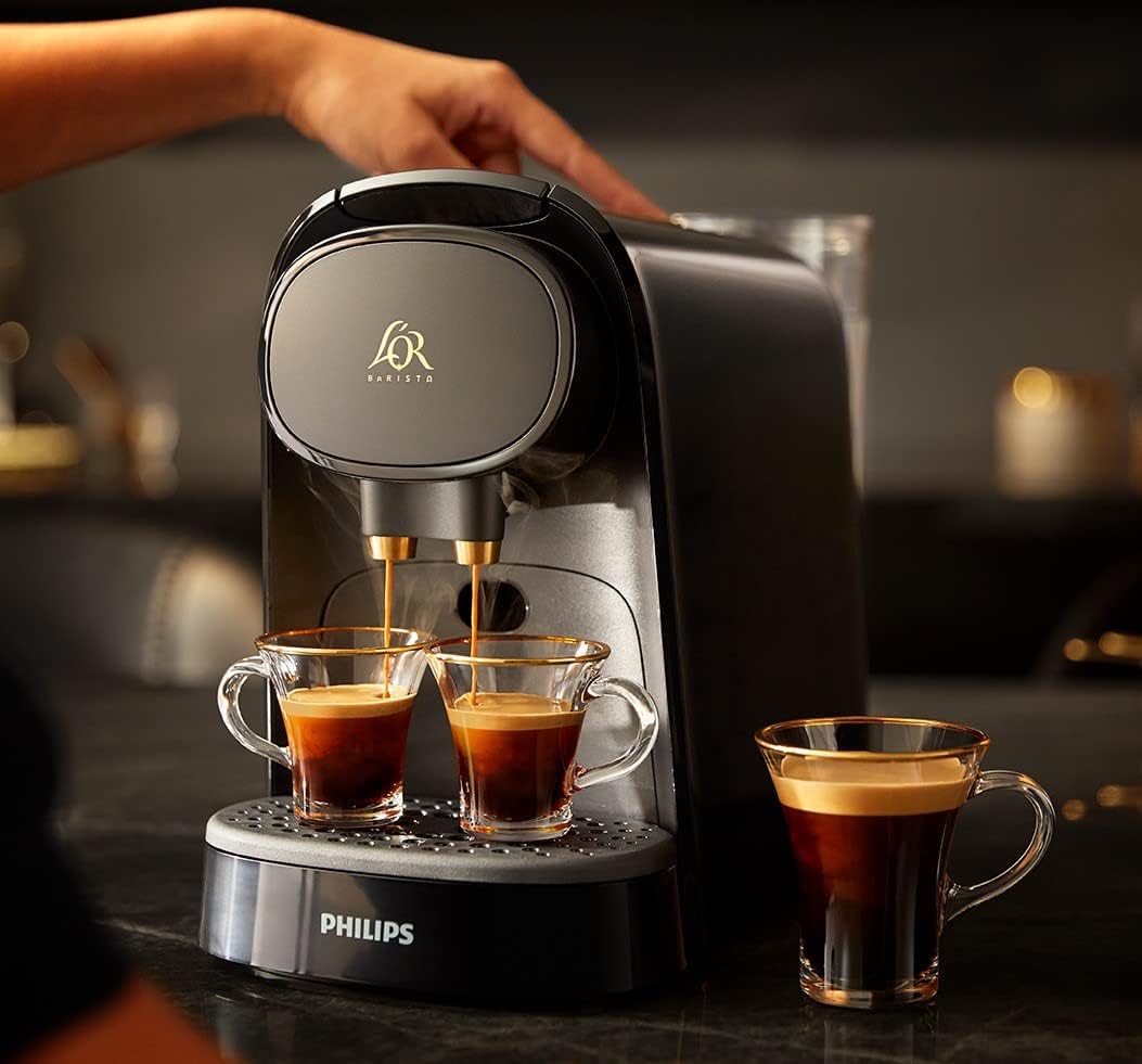 Philips L'OR Barista Koffiezetapparaat voor Capsules, 1-2 Kopjes Tegelijkertijd, Geschikt voor Nespresso Capsules, Echte Expressokwaliteit, Zwart (LM8012/60)