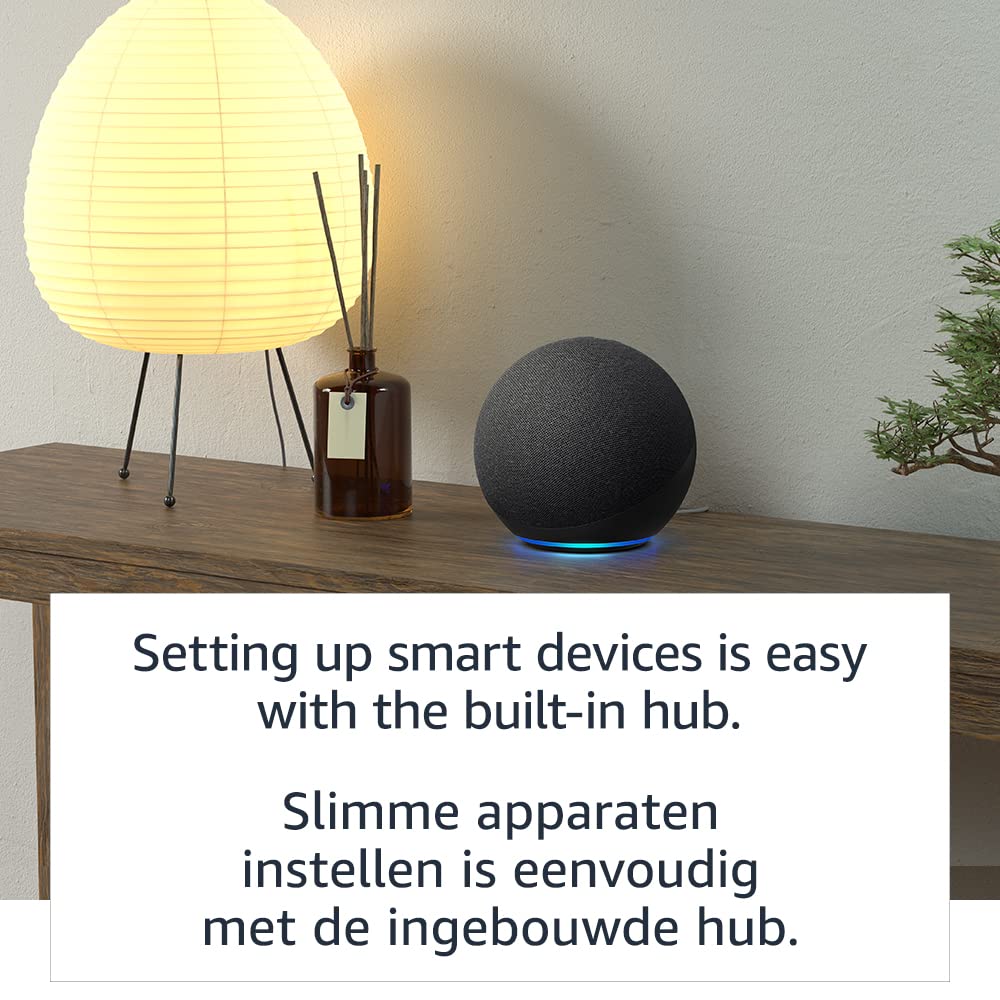 Echo (4e generatie) Internationale versie | Met premium sound, smart home hub en Alexa | Antraciet | Nederlandse taal niet beschikbaar