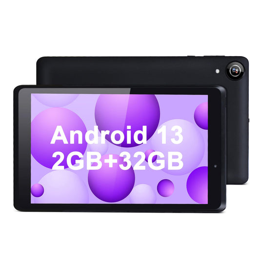 C idea 8 inch tablet met blu-ray schermfolie/android 13/2gb ram 32GB Rom(TF 64GB)/ 2 miljoen + 5 miljoen dubbele camera's / 5000 mah batterij tablet met TF kaartsleuf/dubbele WiFi/BT/type-c (Zwart)