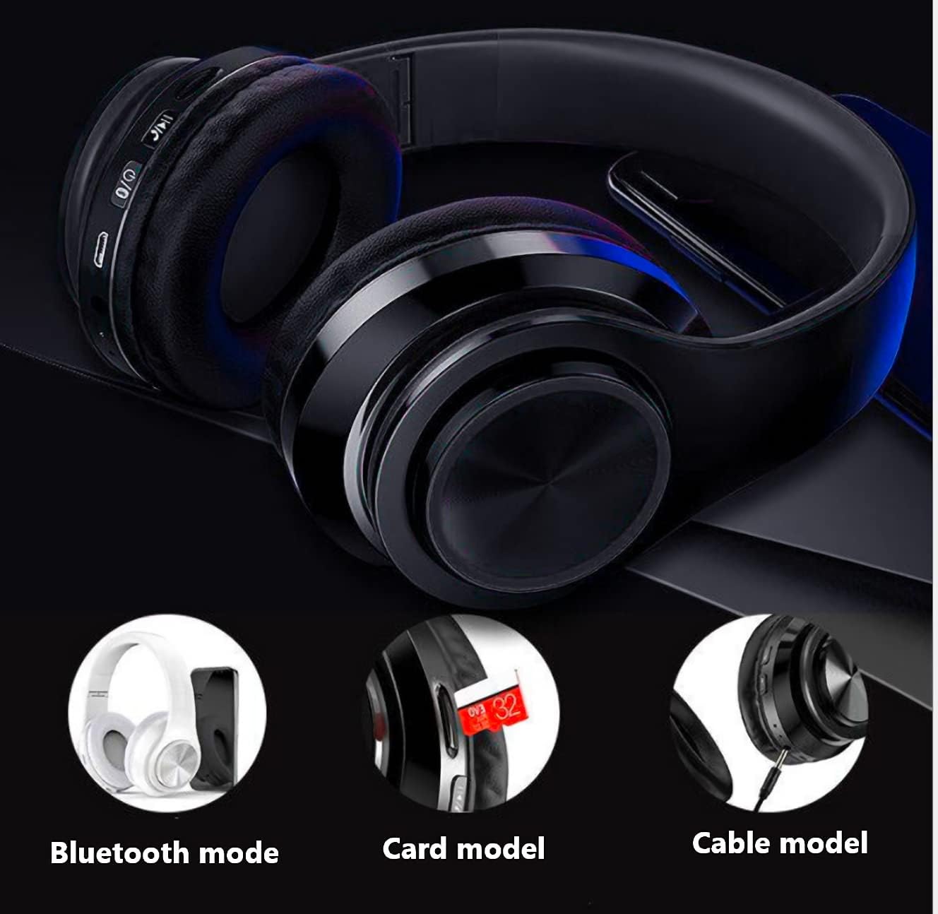 MUARRON Hoofdtelefoon, bluetooth 5.0 draadloze over-ear hoofdtelefoon met microfoon, hifi-stereo, opvouwbare draadloze headset, onderweg muziek beluisteren en telefoneren, zwart