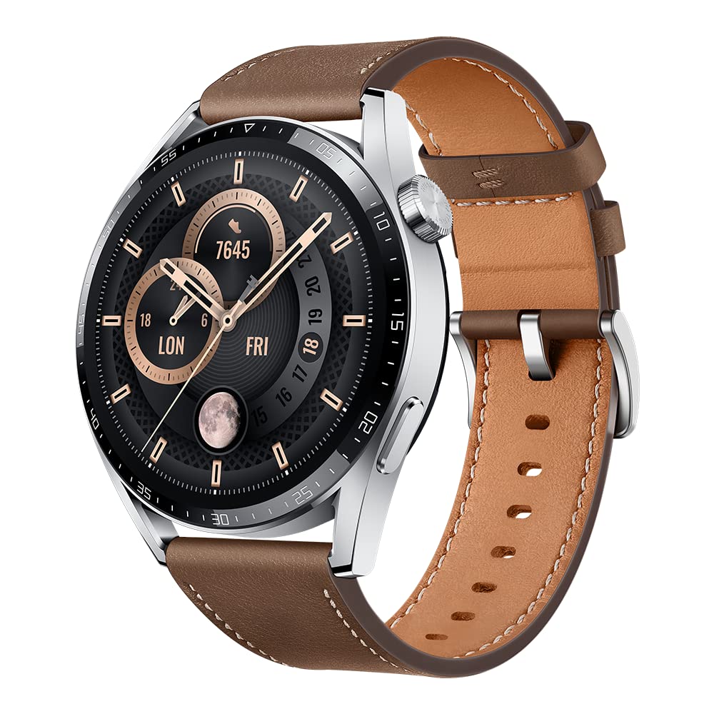 HUAWEI WATCH GT 3 46 mm smartwatch, duurzame batterijduur, de hele dag door SpO2-bewaking, persoonlijke AI-loopcoach, nauwkeurige hartslagbewaking, 100+ trainingsmodi, bruin