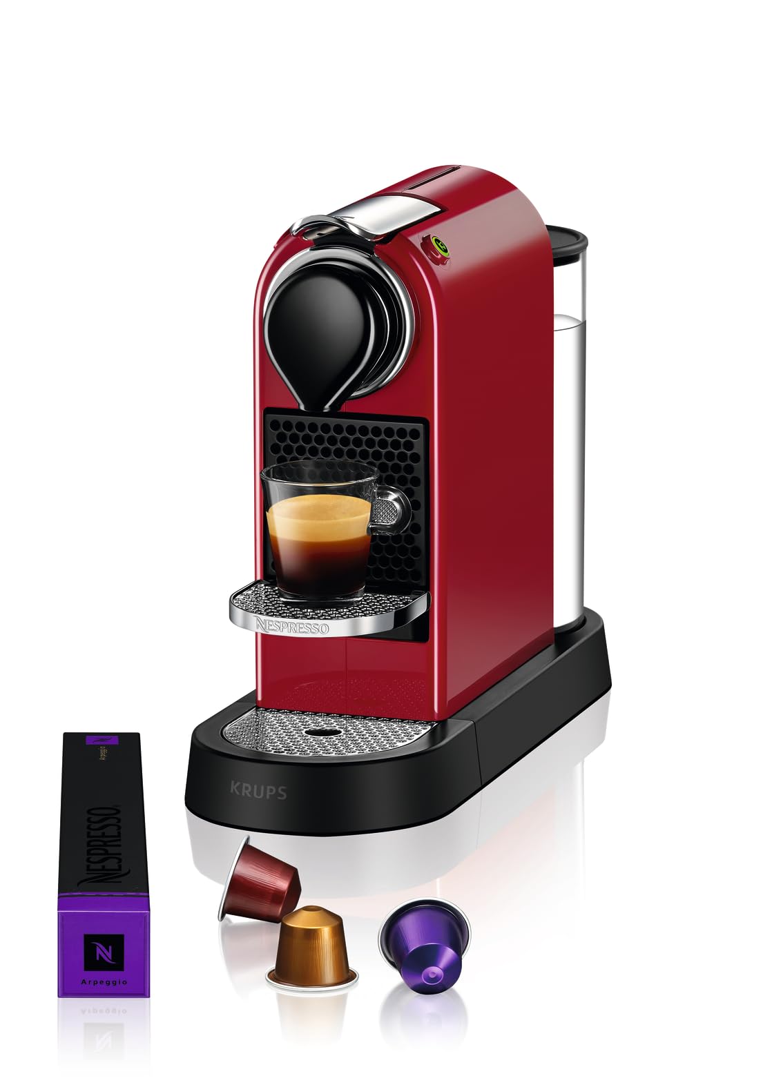 Krups Nespresso CitiZ XN7415 koffiecupmachine, Compact design, 2 koffievolumes, 19 bar, Snelle opwarming, Cherry red