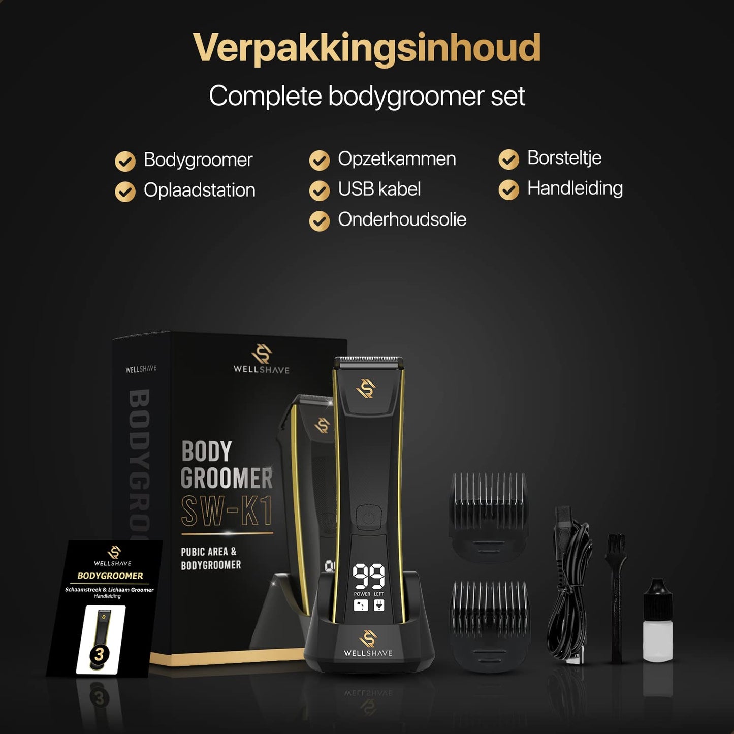 Wellshave Bodygroomer Mannen - Trimmer voor Lichaam en Baard - Schaamhaar Trimmer Mannen - Body trimmer heren - Shaver voor Schaamstreek & Lichaam