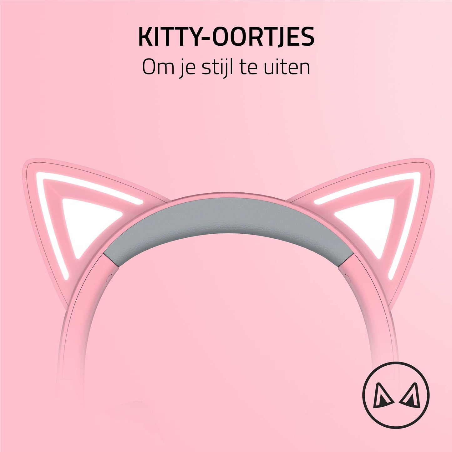 Razer Kraken Kitty V2 - Bedrade RGB Headset met Cat Ears (Reactive Streaming Lighting, Razer HyperClear Mic, TriForce 40mm Drivers, 7.1 Surround Sound) Quartz