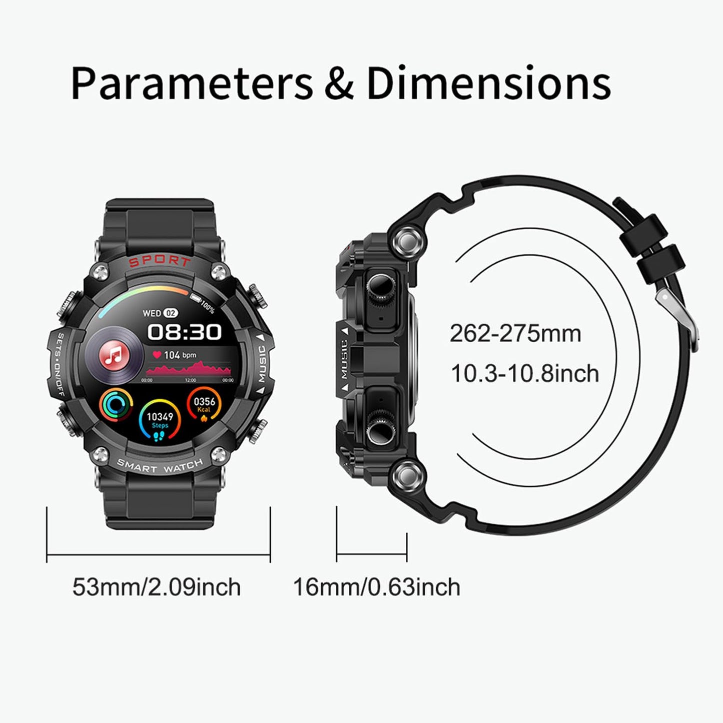 Smart Watch, smartwatch met oordopjes, 1,52 inch AMOLED-scherm met hartslagmeter, ingebouwde TWS bluetooth-headset, IP67 waterdichte smartwatch met calorieën/BT-oproep/Siri (zilver)