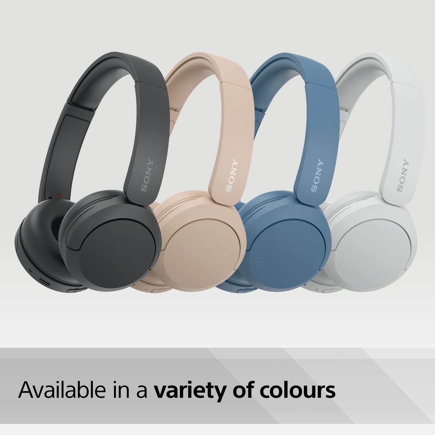 Sony WH-CH520 Draadloze Bluetooth-hoofdtelefoon, tot 50 uur batterijduur met snellaadfunctie, on-ear model, beige