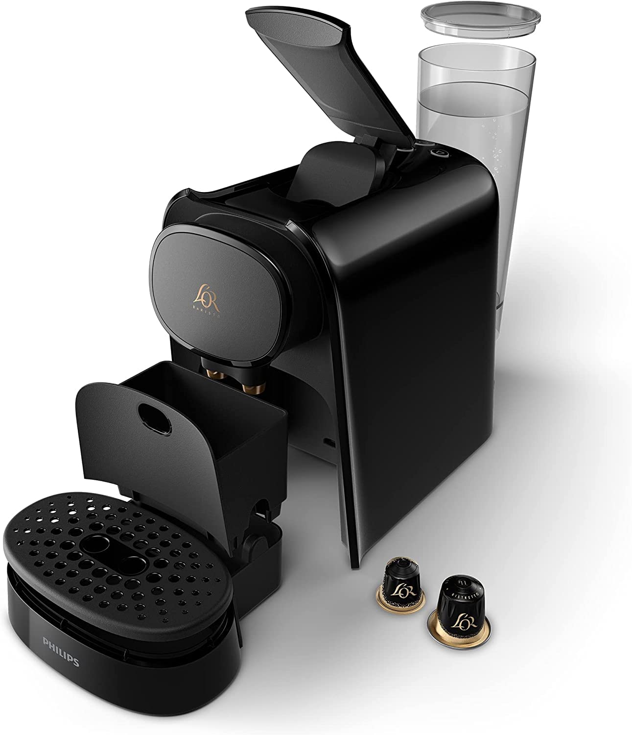 Philips L'OR Barista Koffiezetapparaat voor Capsules, 1-2 Kopjes Tegelijkertijd, Geschikt voor Nespresso Capsules, Echte Expressokwaliteit, Zwart (LM8012/60)