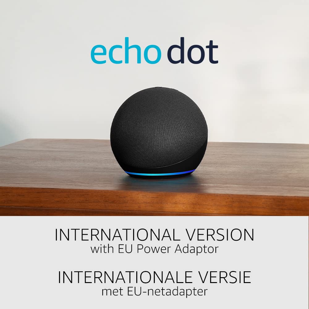 Echo Dot (5e generatie, 2022-release) Internationale versie | Slimme luidspreker met Alexa | Antraciet | Nederlandse taal niet beschikbaar