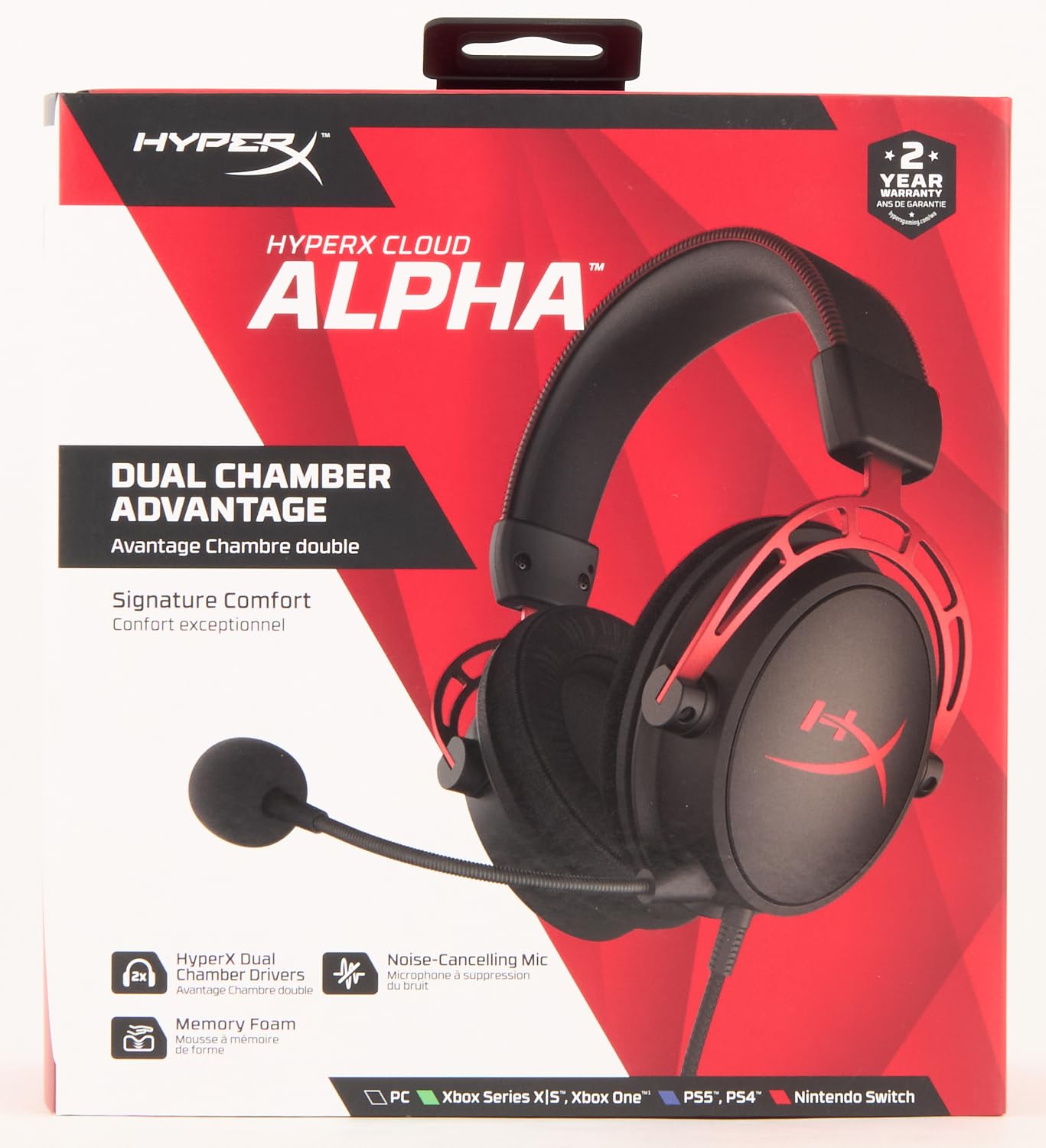 HyperX HX-HSCA-RD Cloud Alpha Gaming Headset met geïntegreerde audiobediening, compatibel met pc, PS5, PS4, Xbox One, Xbox Series X|S