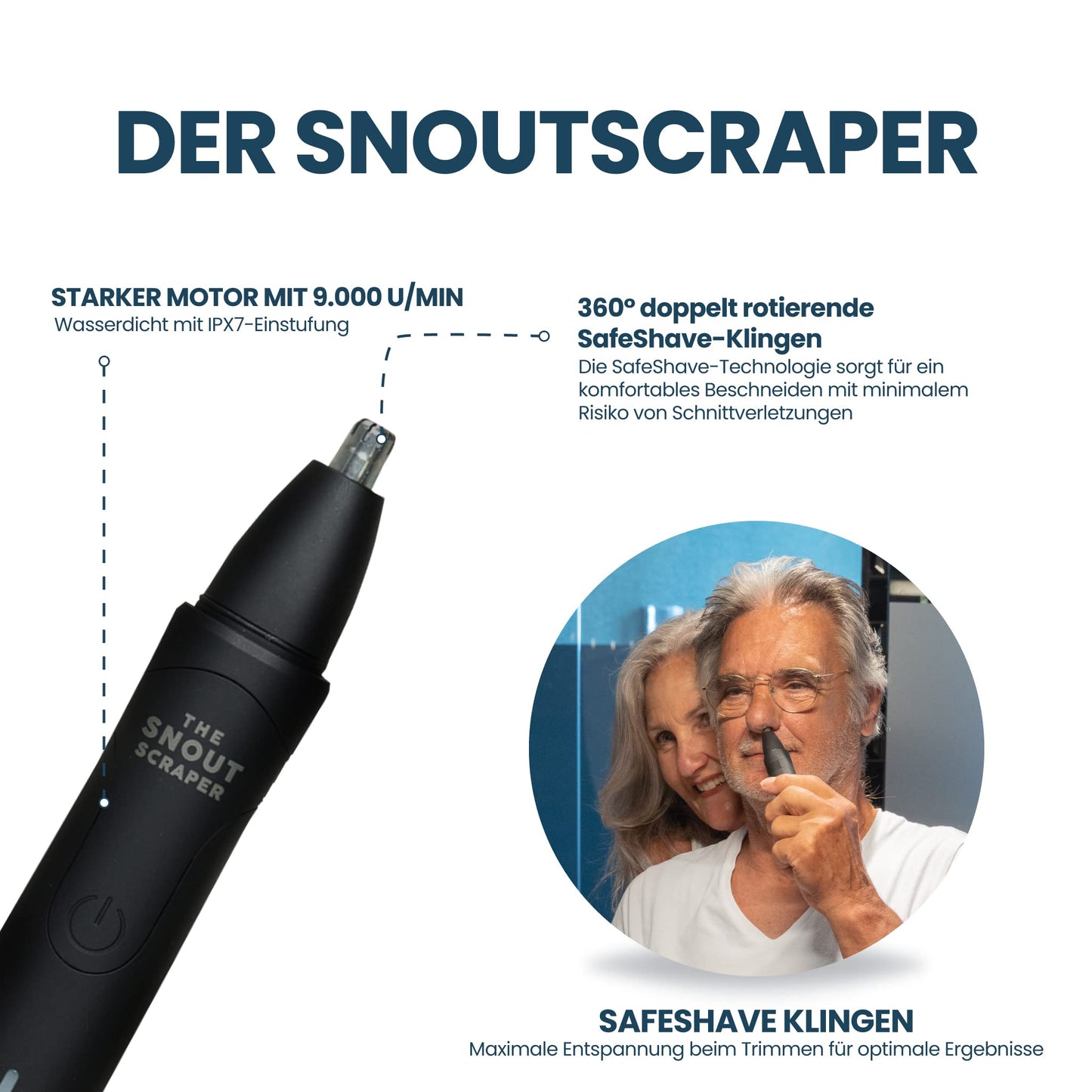 Balzy SnoutScraper - Neustrimmer - Oplaadbaar - Oortrimmer - Afspoelbare kop - Waterdicht- Veilig - Mannen & Vrouwen - Neushhaartrimmer