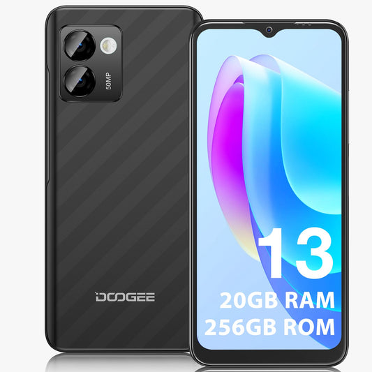 DOOGEE N50 Pro Mobiele telefoon, 20 GB RAM + 256 GB ROM/TF 1TB, 50 MP AI-camera, Android 13, 6,52 inch HD+, batterij 4200 mAh 18 W, Widevine L1 smartphone, 4G OTG/GPS/Face ID