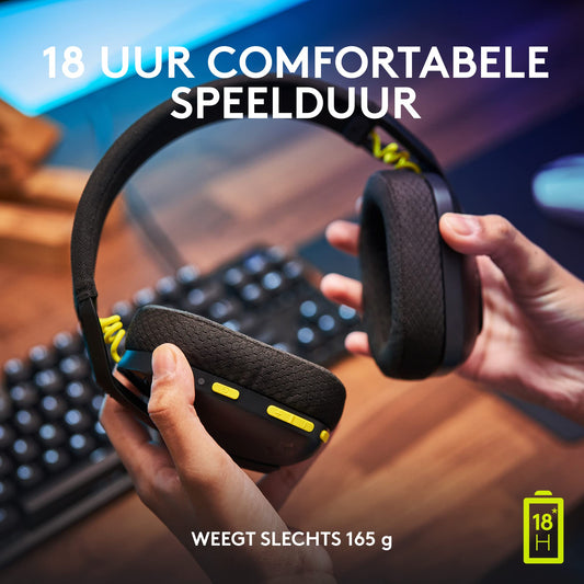 Logitech G435 LIGHTSPEED en Bluetooth draadloze gaming headset - Lichtgewicht, over-ear, ingebouwde microfoons, 18 uur batterij, compatibel met Dolby Atmos, PC, PS4, PS5, mobiel - Zwart