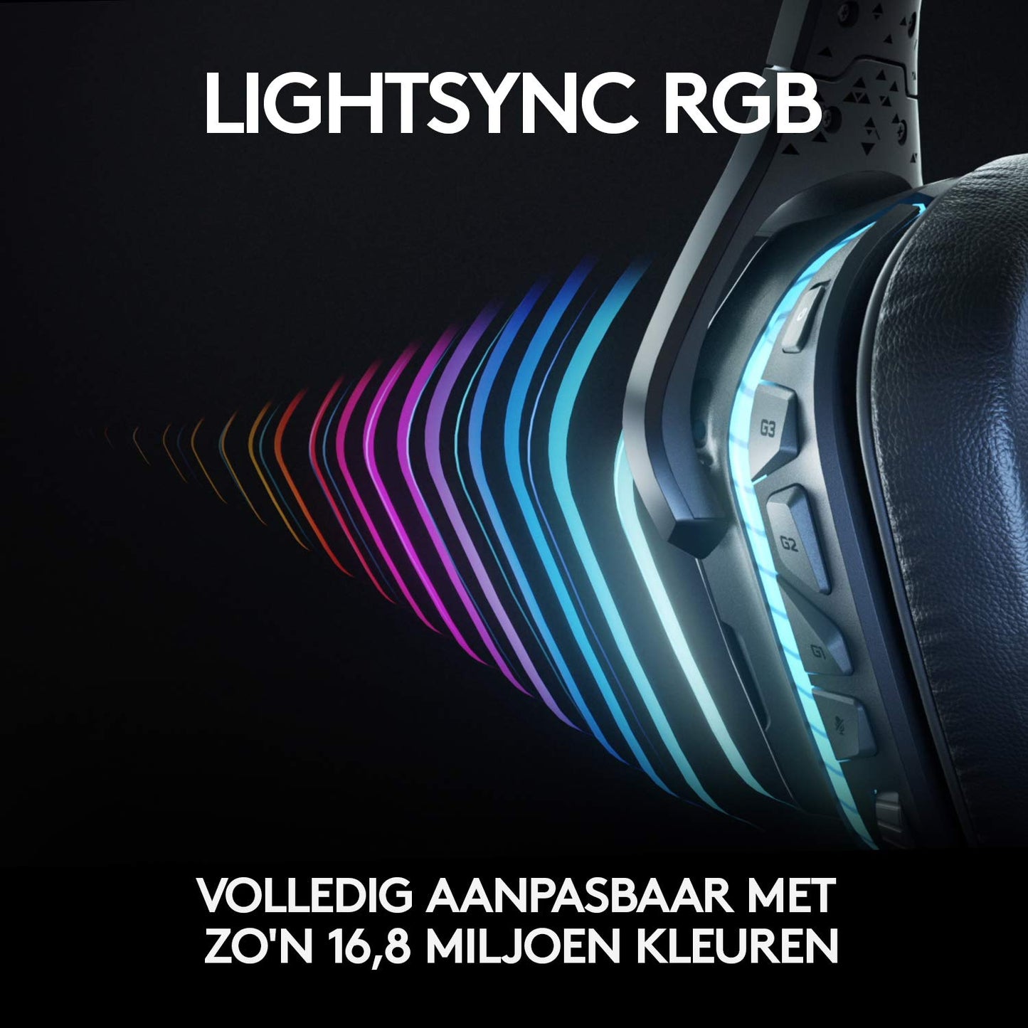 Logitech G935 draadloze RGB-gamingheadset, 7.1 surround sound, DTS X 2.0, 50 mm Pro-G-drivers, 2,4 GHz, rockermicrofoon, pc/Mac/PS4/Nintendo Switch, zwart