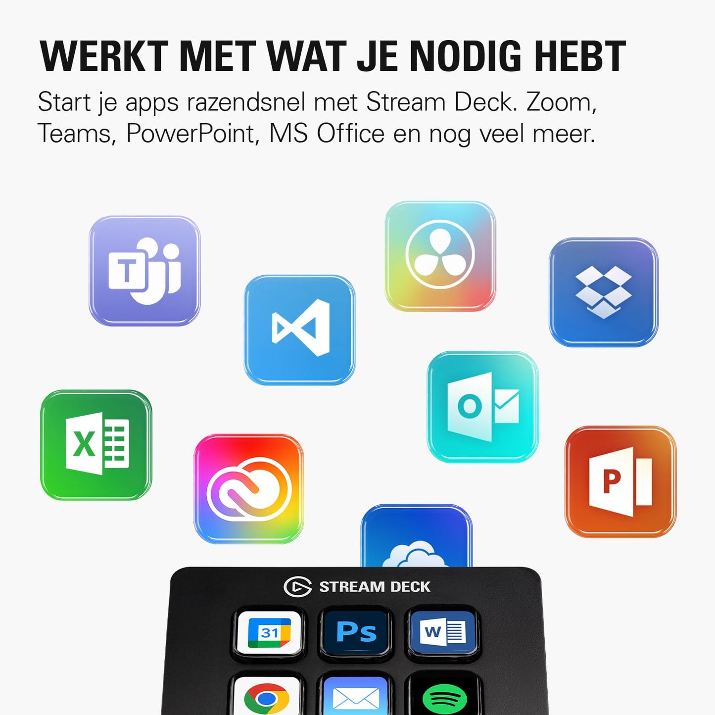 Elgato Stream Deck Mini – Bedien Zoom, Teams, PowerPoint, MS Office en meer, Boost productiviteit met naadloze integratie voor dagelijkse apps, Stel eenvoudig sneltoetsen in, Compatibel met Mac en pc