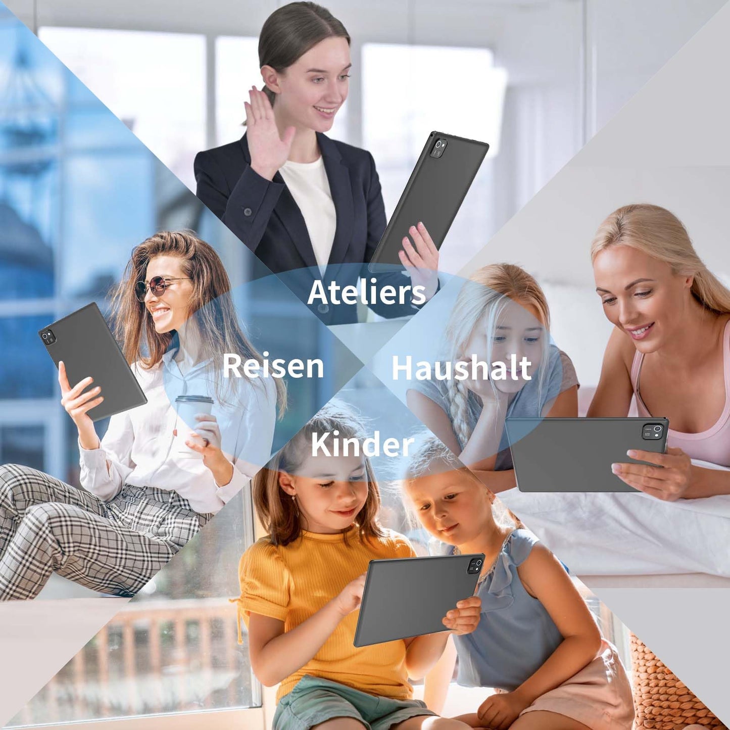 JIKOCXN Tablet, 10 inch tablet, Android tablet met 3 GB RAM + 64 GB ROM 512 GB uitbreiding, Quad Core processor tablet PC, 1280 x 800 IPS HD-scherm, 6000 mAh batterij, dubbele camera, GPS, WiFi