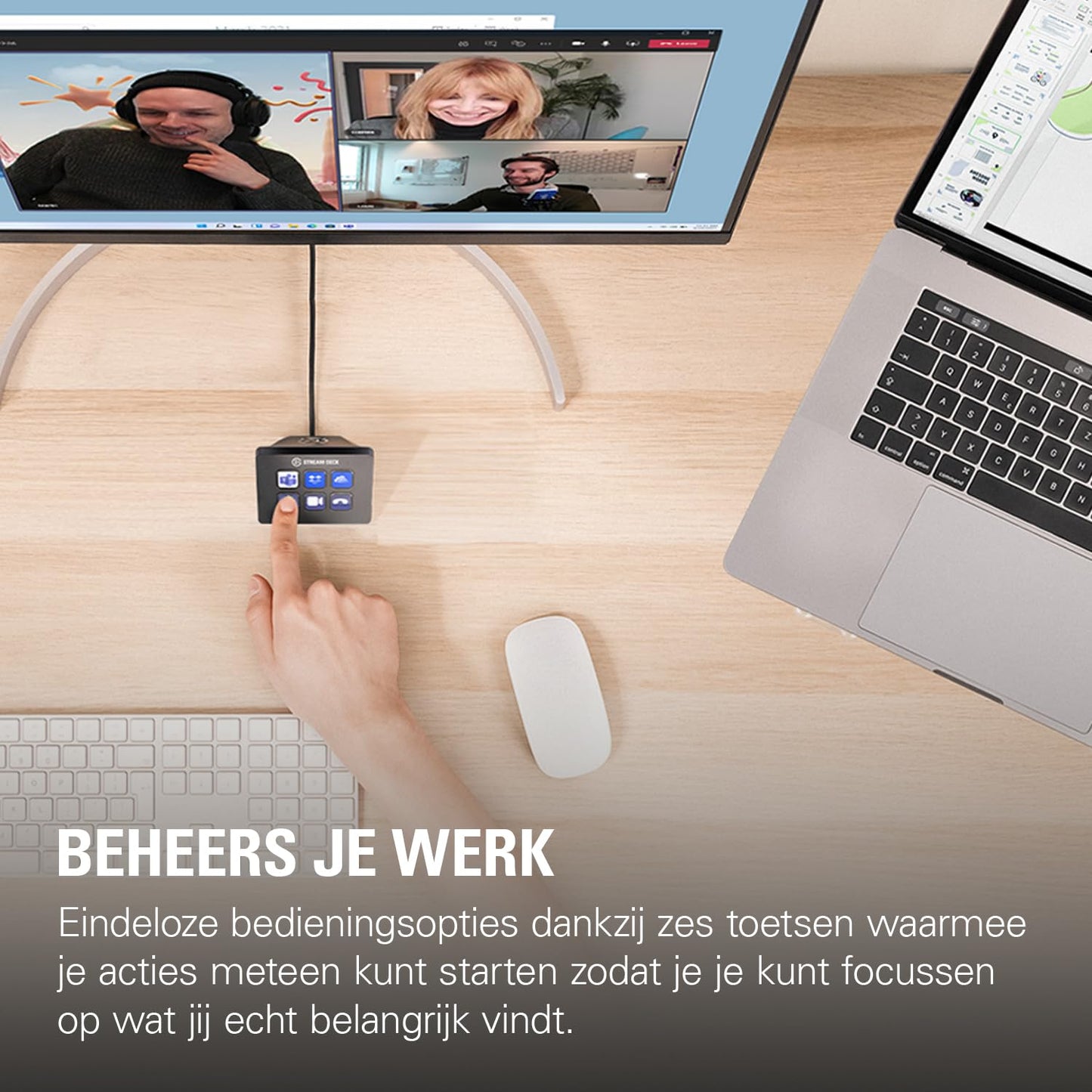 Elgato Stream Deck Mini – Bedien Zoom, Teams, PowerPoint, MS Office en meer, Boost productiviteit met naadloze integratie voor dagelijkse apps, Stel eenvoudig sneltoetsen in, Compatibel met Mac en pc