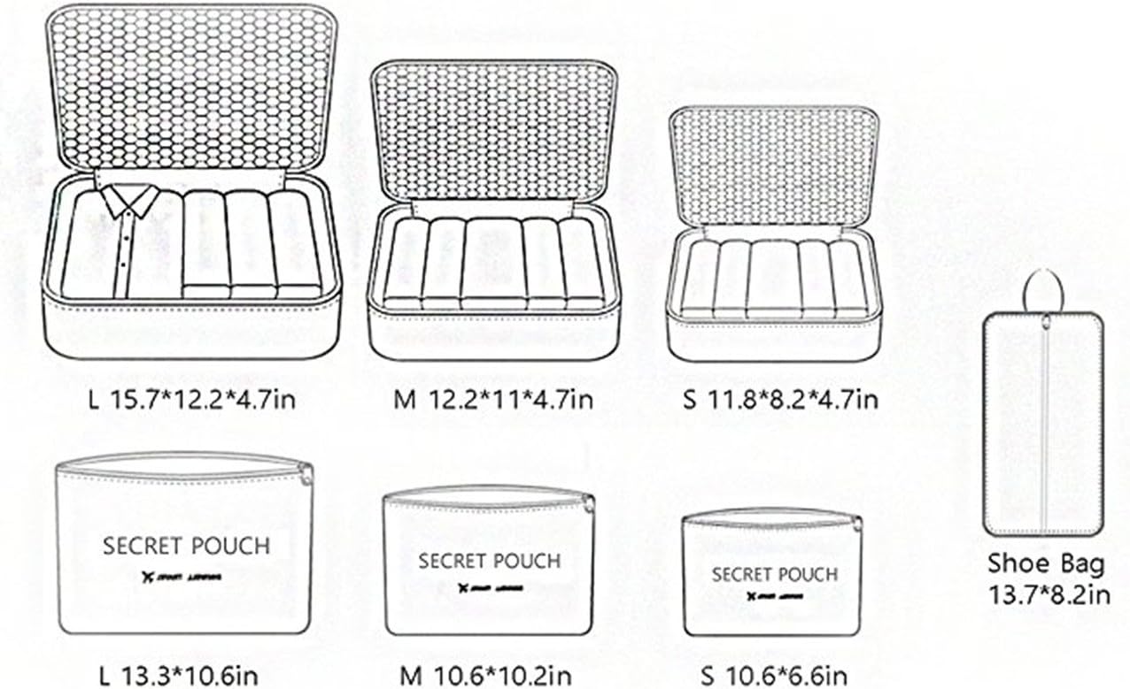 DoGeek Packing Cubes 7 stuks Reisorganizer Verpakkingstassen Inpakorganisatoren Kledingtassen Handbagage Cubes