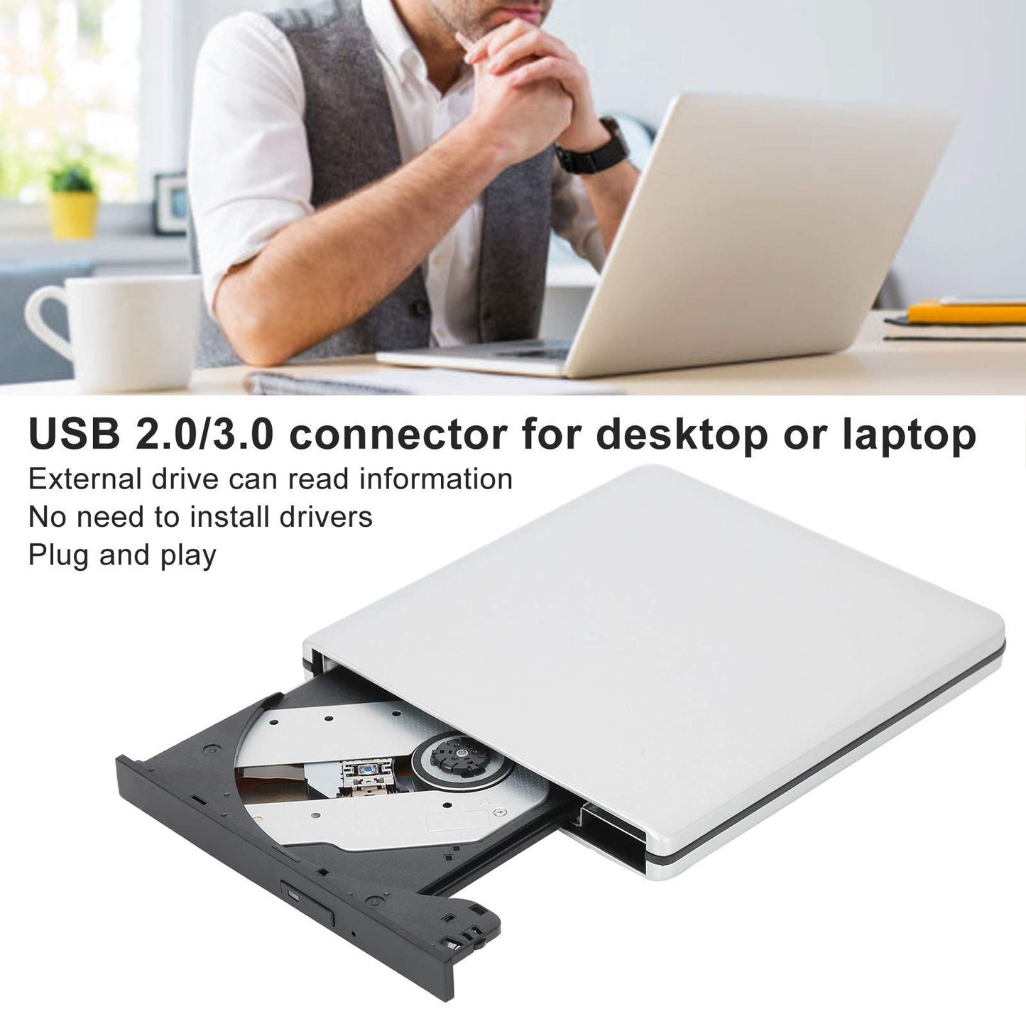 USB3.0 Interface Drive, Handige Draagbare Plastic Duurzame Super Slim Drive, voor Laptop Computer Accessoires Desktop Computer Onderdelen