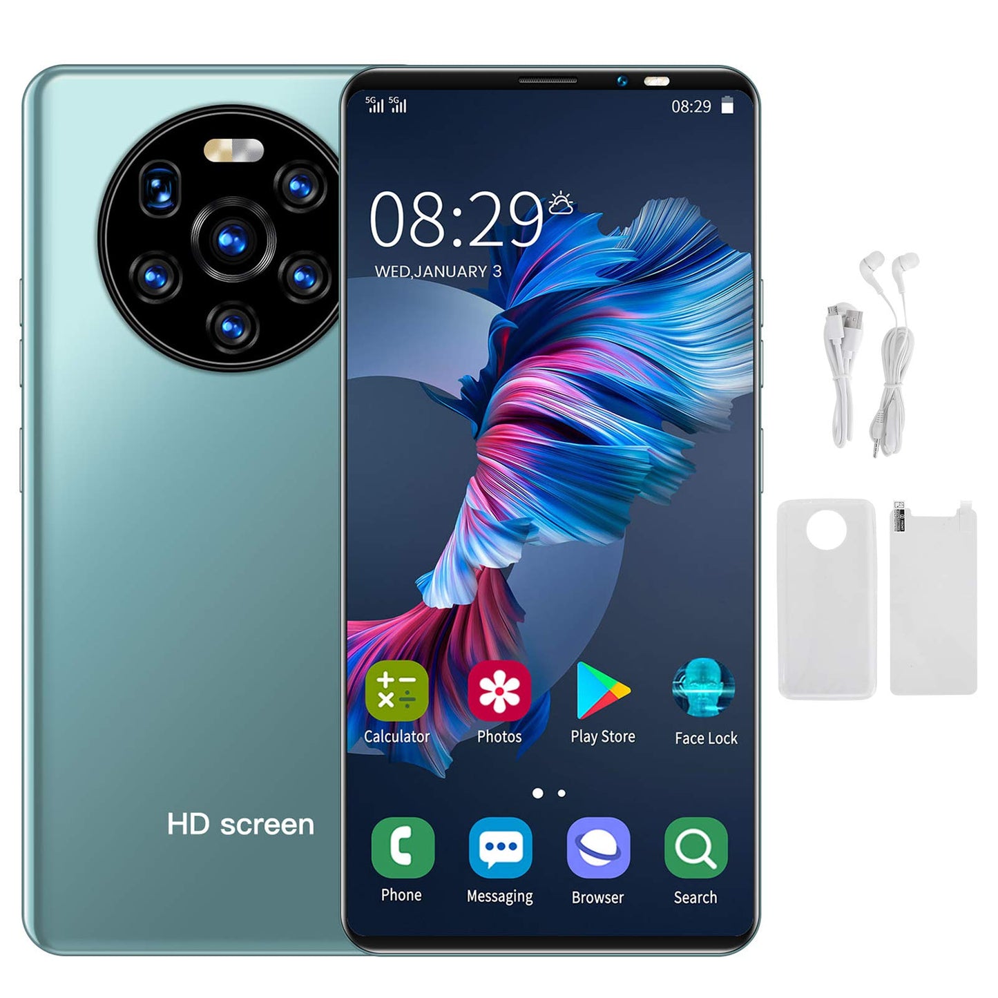 Mate40 Pro ontgrendelde mobiele telefoon, voor Android 6 5.45in HD Full Screen Dual SIM 3G Smartphone, Dual-Core CPU, 1GB + 8GB, 2200mAh-batterij, dubbele camera's, gezichtsherkenning(groen)