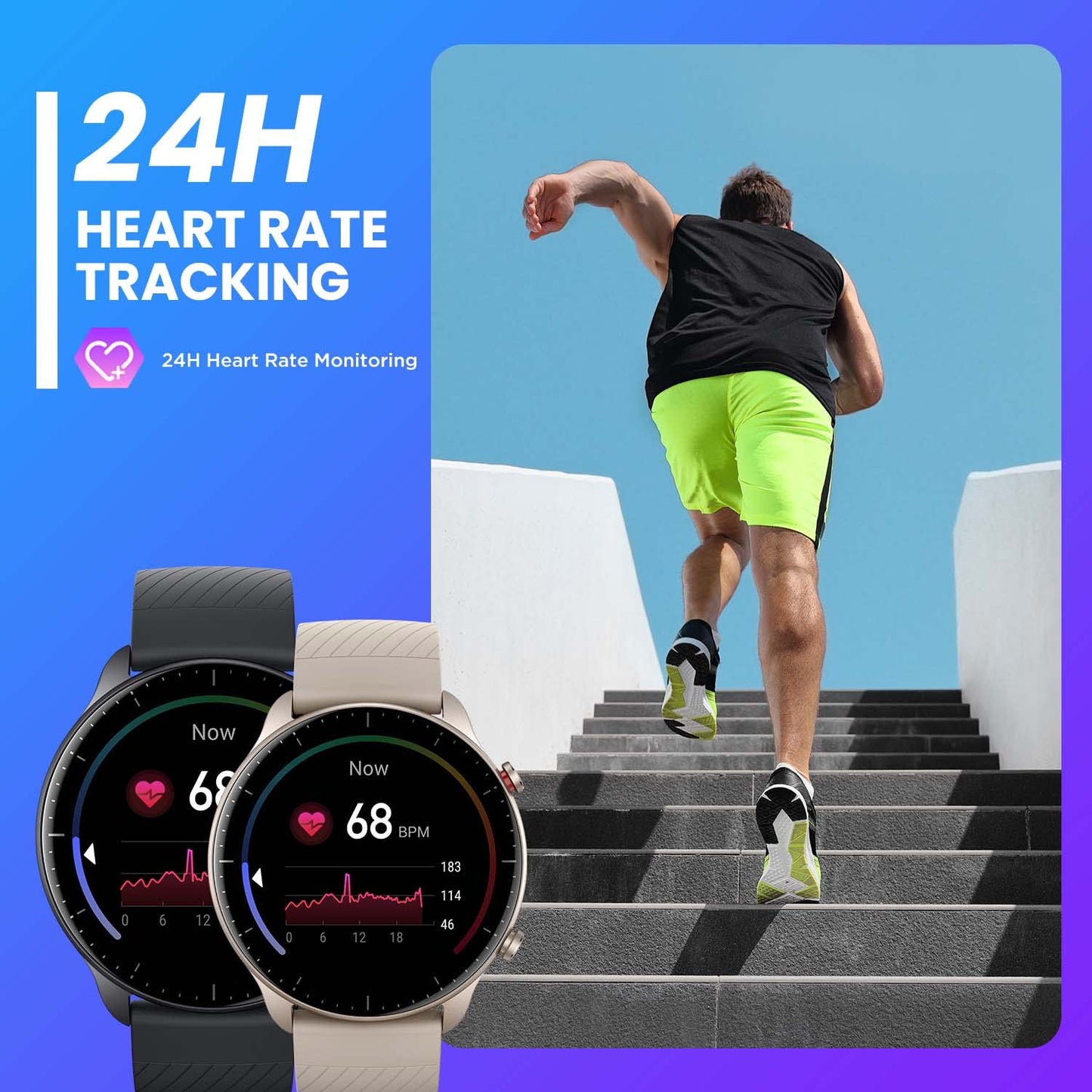 Amazfit Smartwatch GTR 2 smartwatch, bluetooth-oproep, muziekweergave, 90+ sportmodi, hartslagmeter, waterdicht 5 ATM, Alexa, GPS, SpO2, zwart [2022 nieuwe versie]