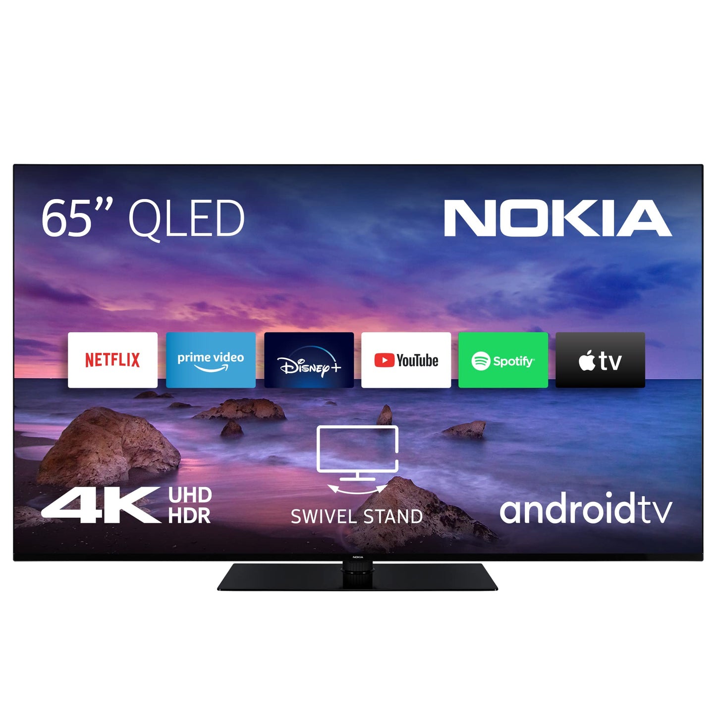 Nokia 65 Inch (164 cm) QLED 4K UHD Televisie Smart Android TV (HDR10, DVB-C/S2/T2, Netflix, Prime Video, Disney+) - QN65GV315ISW - 2023