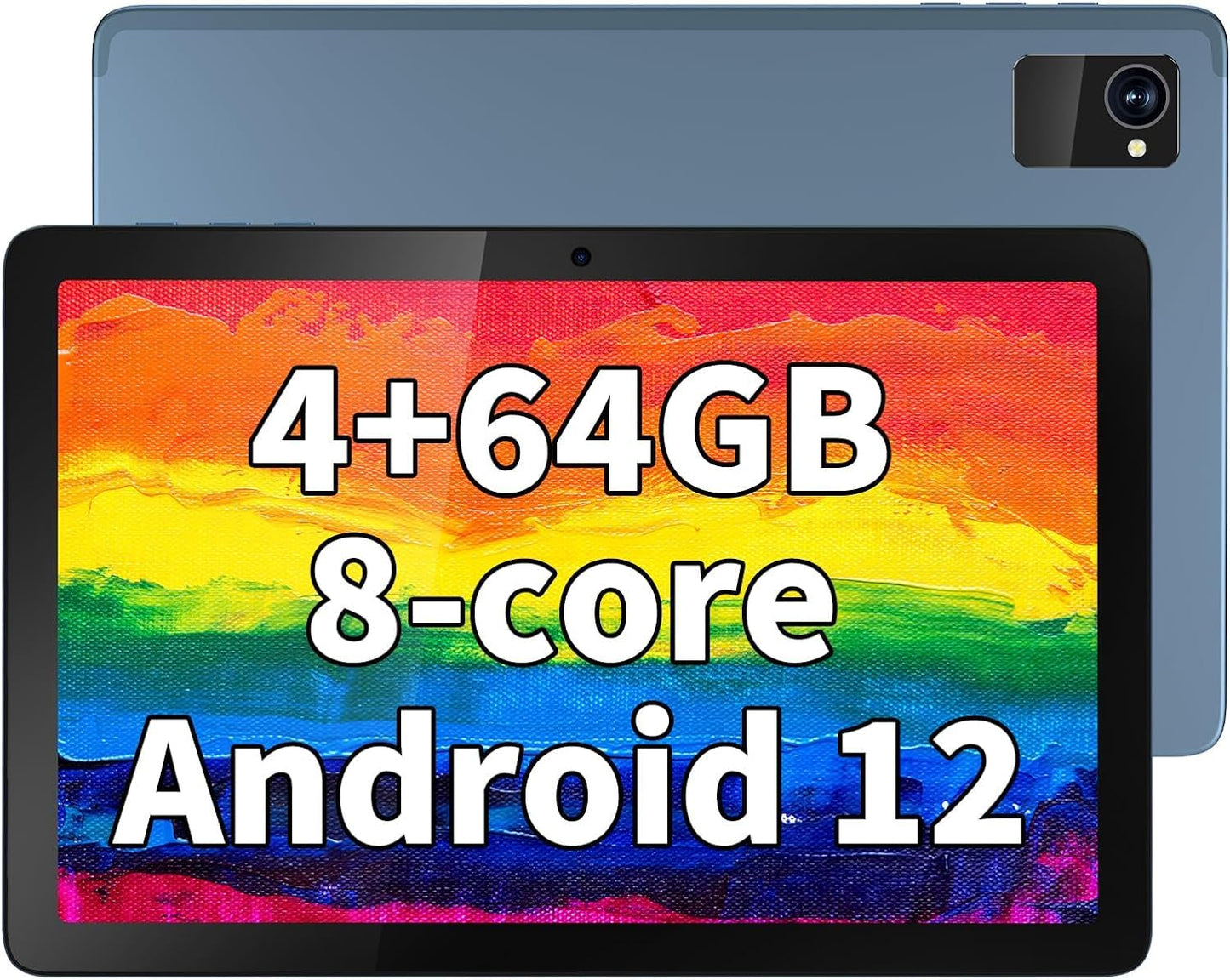 Tibuta Android 12 tablet, 10 inch tablet met octa-core processor, 7000 mAh batterij, 4 GB RAM, 64 GB ROM 128 GB uitbreiding, 1280 x 800 IPS, 8 MP + 5 MP camera, wifi, Bluetooth, GPS, GMS