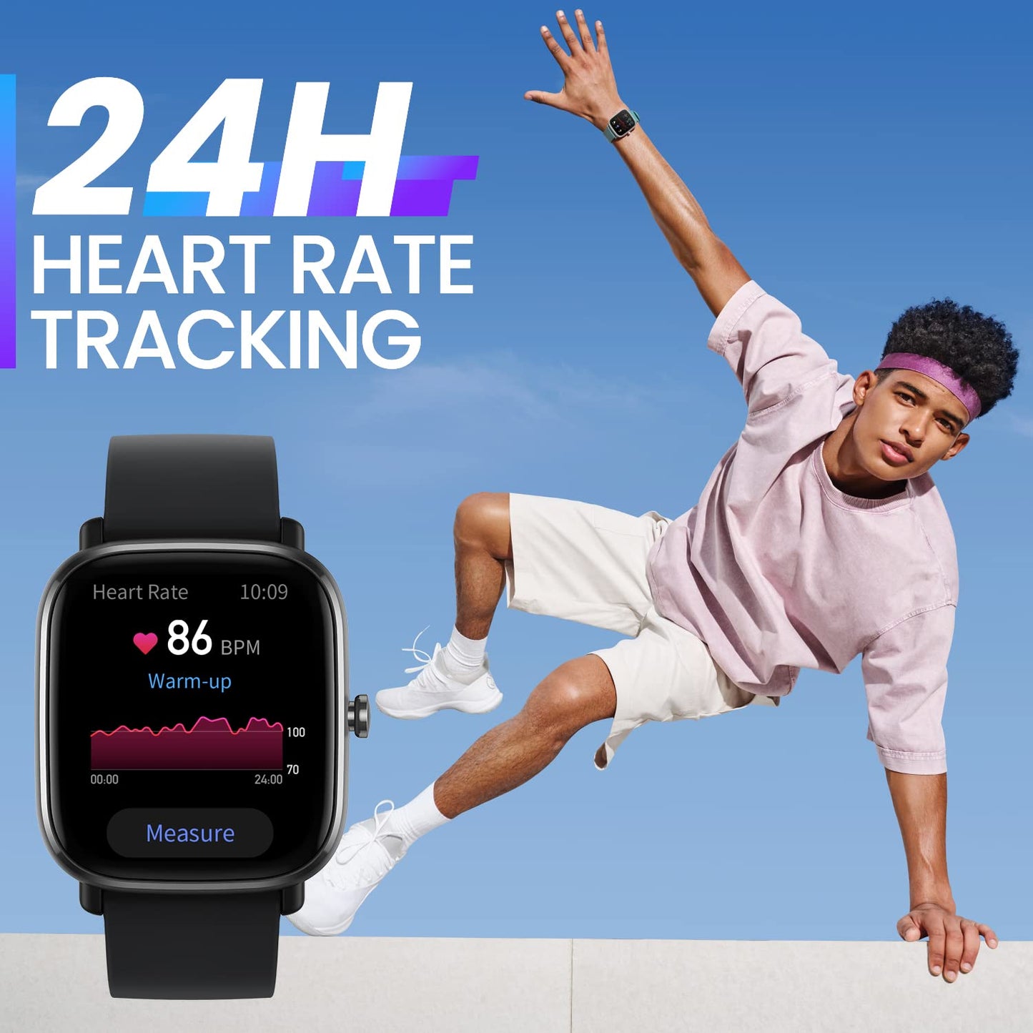 Amazfit Smartwatch GTS 2 Mini Fitness horloge 1,55 inch AMOLED-display, GPS activiteitstracker, Alexa, 5 ATM, bewaking van de hartslag, SpO2 voor dames en heren