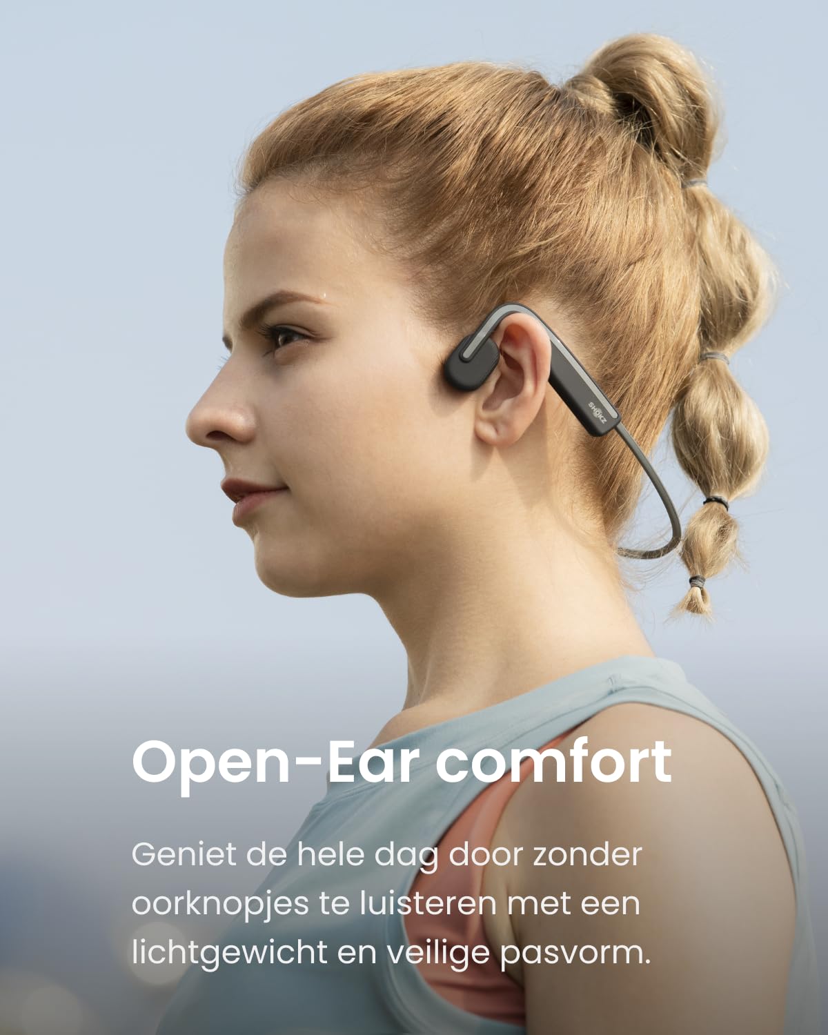 SHOKZ OpenMove draadloze hoofdtelefoon, [Rotterdam Marathon Aanrader] Bluetooth-headset met beengeleiding met microfoon, 6 uur speeltijd & IP55 waterdicht, sporthoofdtelefoon voor hardlopen (Grijs)