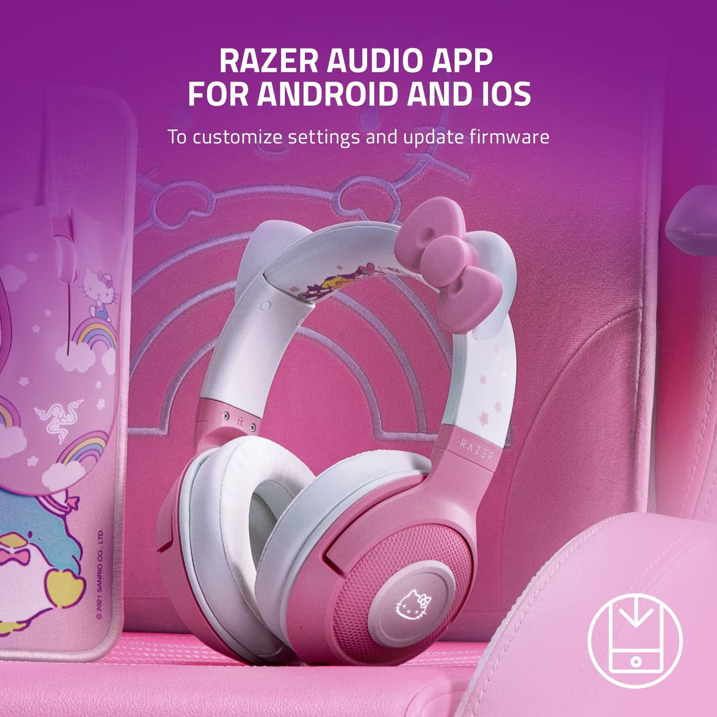 Razer Kraken BT Kitty Edition - Bluetooth draadloze gamingheadset (de draadloze Cat-Ear-headsets, Chroma RGB-verlichting, interne beamforming-microfoon, 40mm driver) Hello Kitty Ed