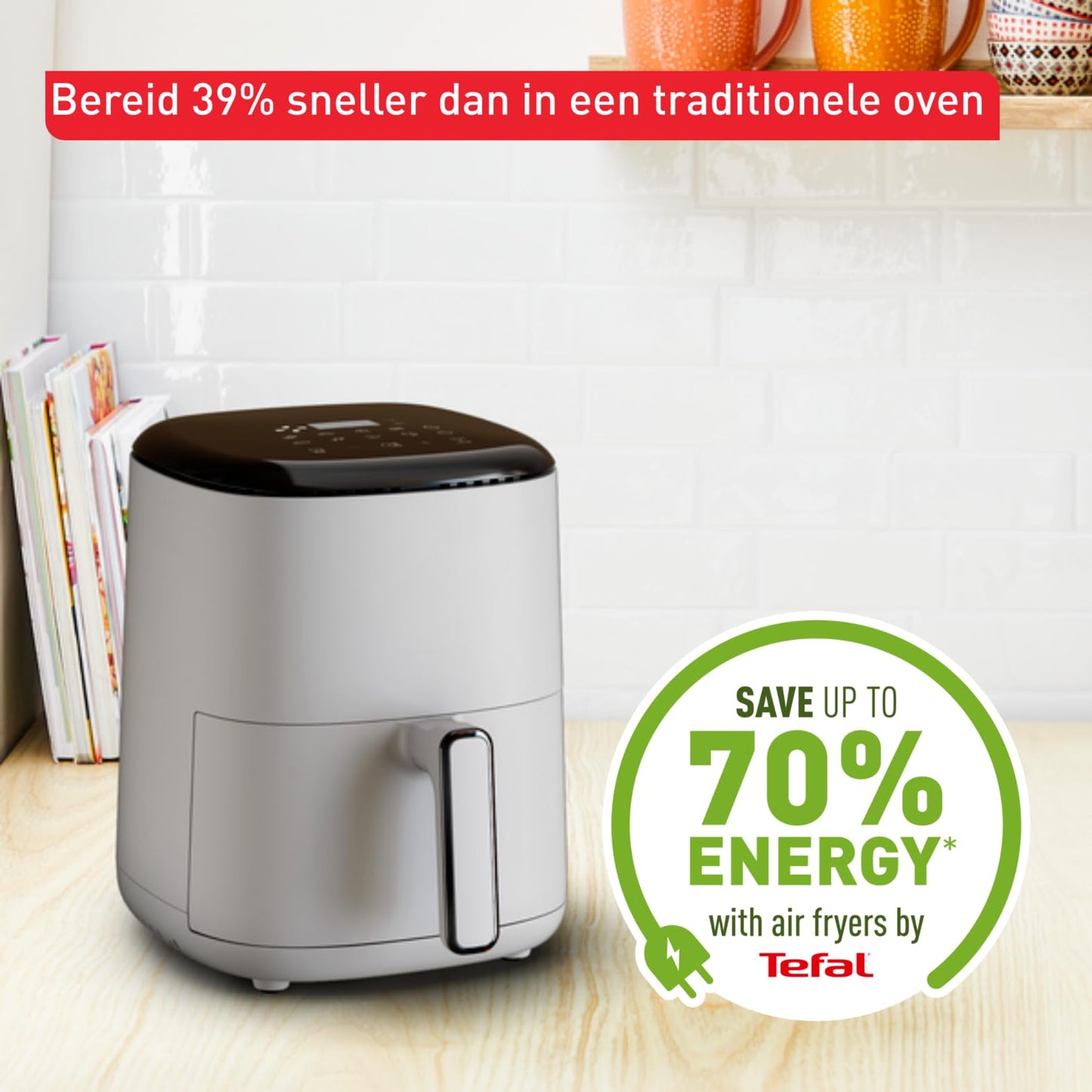 Tefal EY145A Easy Fry Compact heteluchtfriteuse 3 L, 3 liter inhoud, voor 1 tot 4 personen,tijd- en energiebesparend, digitaal bedieningspaneel, 10 automatische bereidingswijzen