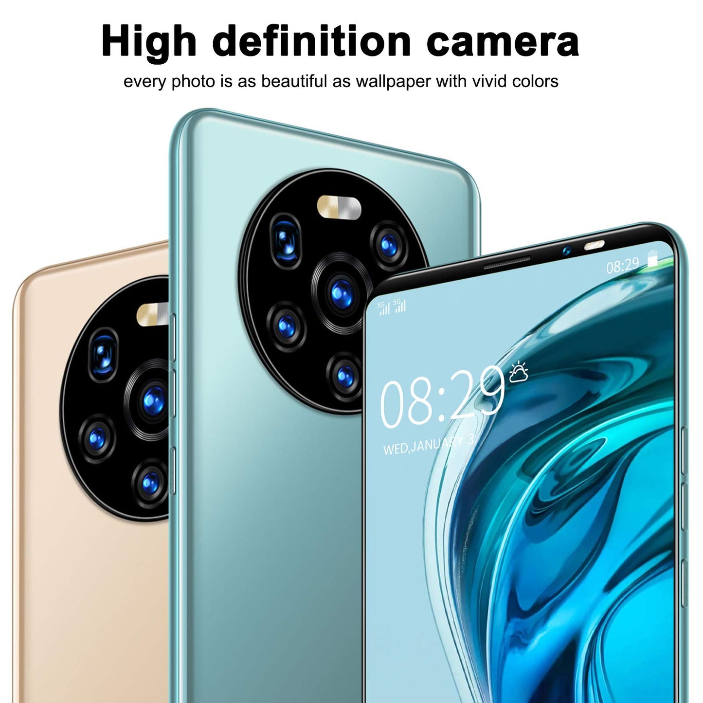 Ontgrendelde Smartphones, Mate40 Pro Dual Sim Ontgrendelde Mobiele Telefoons Slimme Telefoon, 5.45“ Scherm, 1GB RAM + 8GB ROM, 2MP + 5MP, Android 6.0, Gezicht & Vingerafdruk Ontgrendelen(Zwart)