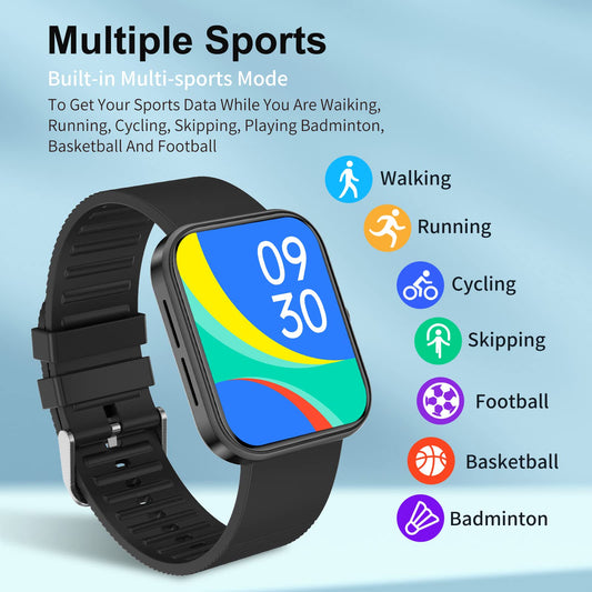 Smartwatch voor Mannen (Wijzerplaat/Antwoord Oproepen), Ip67 Waterdichte Fitnesstracker met Muziekspeler, 1,8" Bluetooth Smart Watch met BP/HR/SpO2/Slaapmonitor voor Android iOS