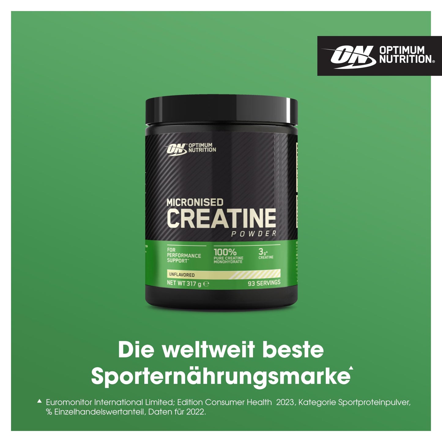 Optimum Nutrition Gemicroniseerd Creatinepoeder, 100% Puur Creatine Monohydraatpoeder voor Prestaties en Spierkracht, Niet-gearomatiseerd, 93 Porties, 317 g