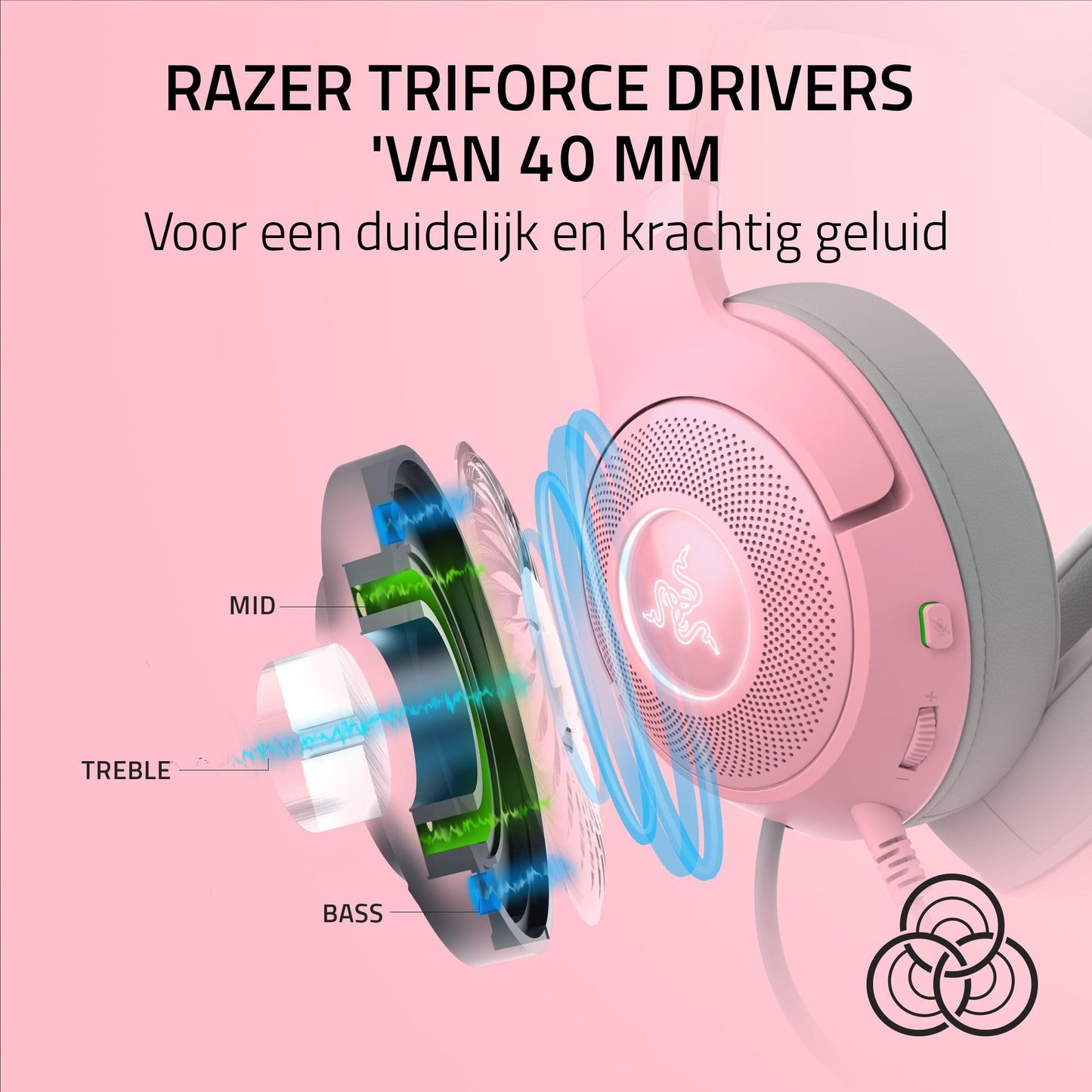 Razer Kraken Kitty V2 - Bedrade RGB Headset met Cat Ears (Reactive Streaming Lighting, Razer HyperClear Mic, TriForce 40mm Drivers, 7.1 Surround Sound) Quartz