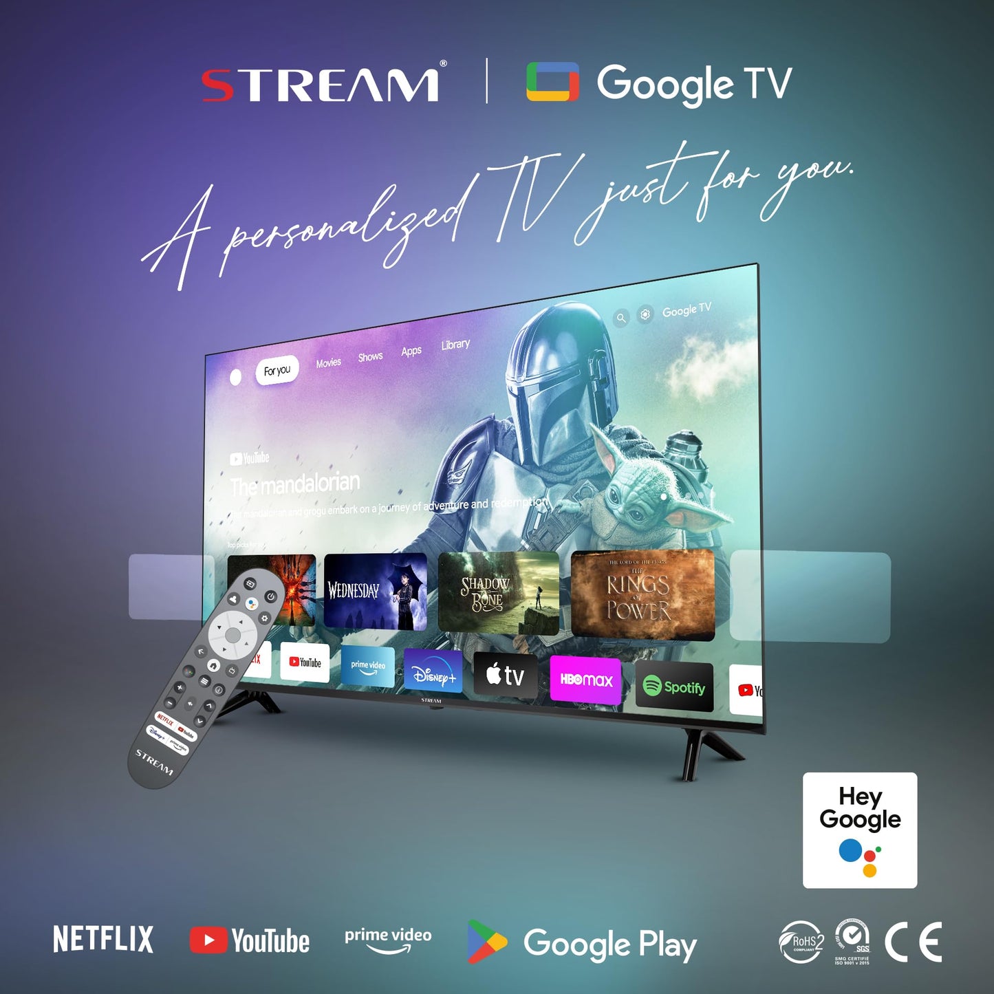 Stream System - Google TV Smart 40", HD Ready, HDR10, Frameless (Frameless), Google Assistent, Chromecast geïntegreerd - Model S40GTF2 (2024)