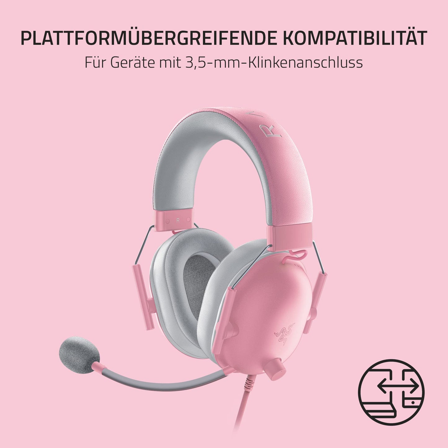 Razer BlackShark V2 X - Multi-Plattform kabelgebundenes Esports-Headset (Triforce 50mm Treiber, Erweiterte Passive Geräuschunterdrückung, 7.1 Surround Sound, Hyperclear Cardioid Mic) Quartz Pink