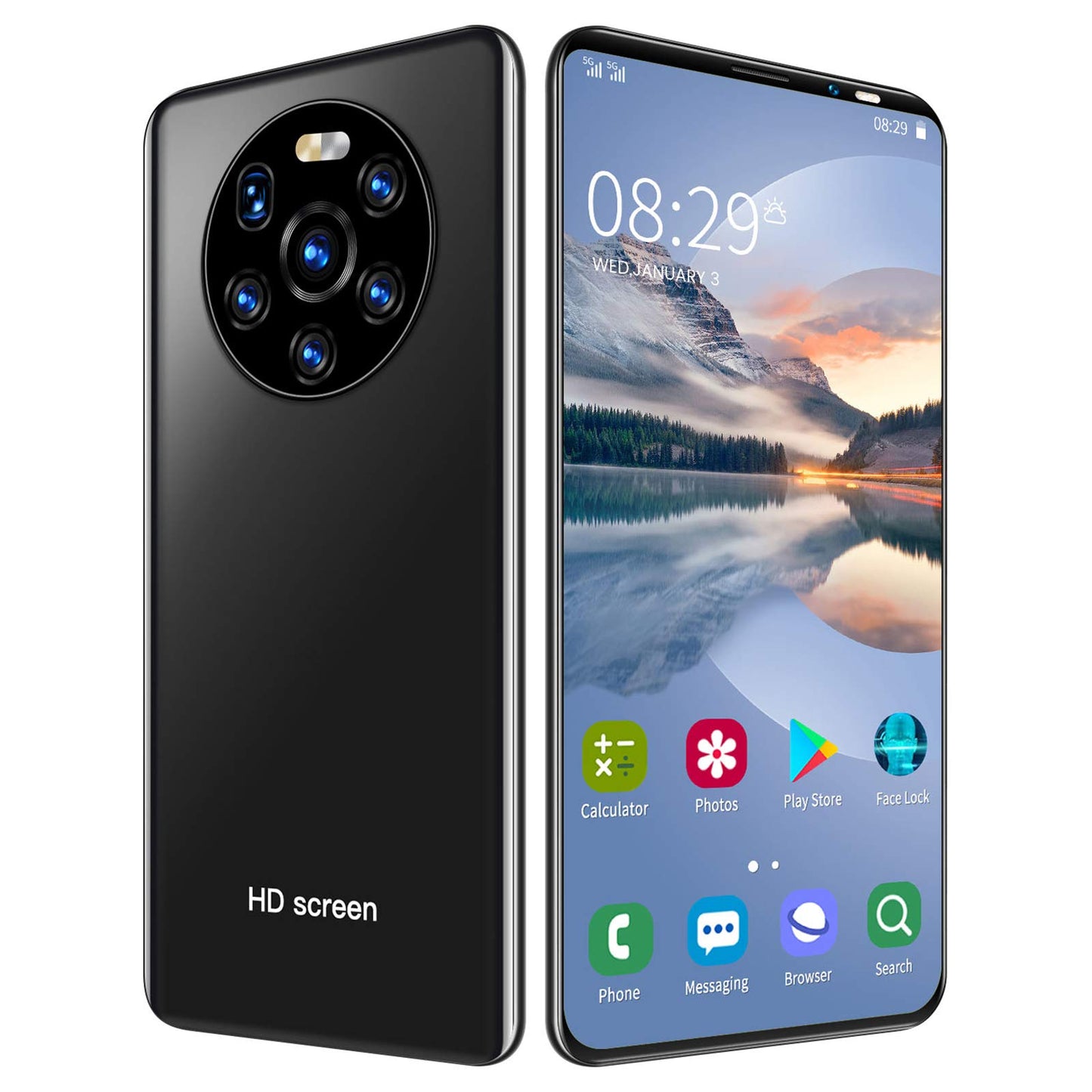 Ontgrendelde Smartphones, Mate40 Pro Dual Sim Ontgrendelde Mobiele Telefoons Slimme Telefoon, 5.45“ Scherm, 1GB RAM + 8GB ROM, 2MP + 5MP, Android 6.0, Gezicht & Vingerafdruk Ontgrendelen(Zwart)