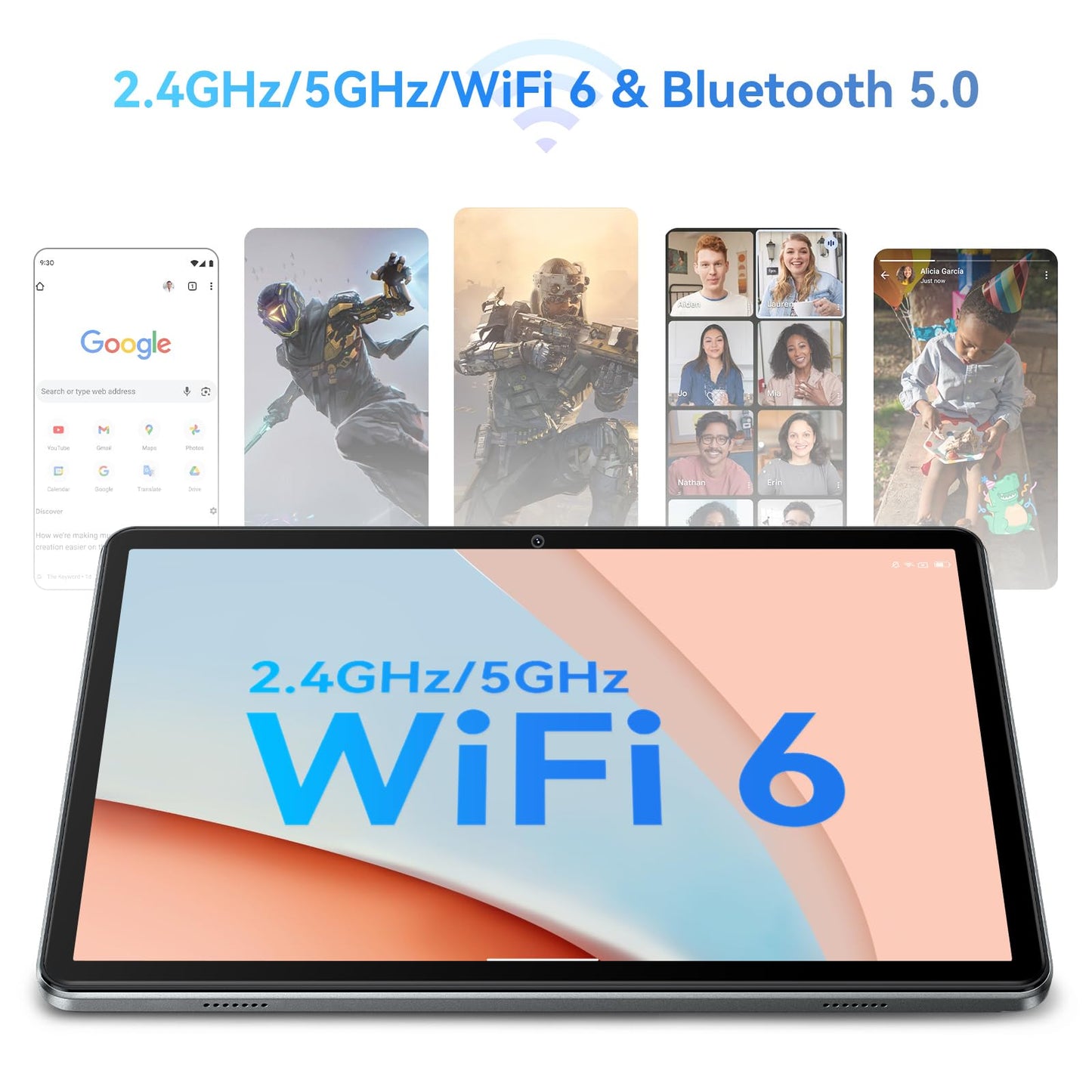 WiFi 6 Blackview Tablet Android 13, Tab 70 Tablet 10,1 inch 8 + 64 GB (2 TB TF), 6580mAh/Bluetooth 5.0/1280 x 800 HD+ IPS/Google GMS/Widevine L1/OTG/3 Camera's/Ouderlijk Toezicht/2 Jaar Garantie