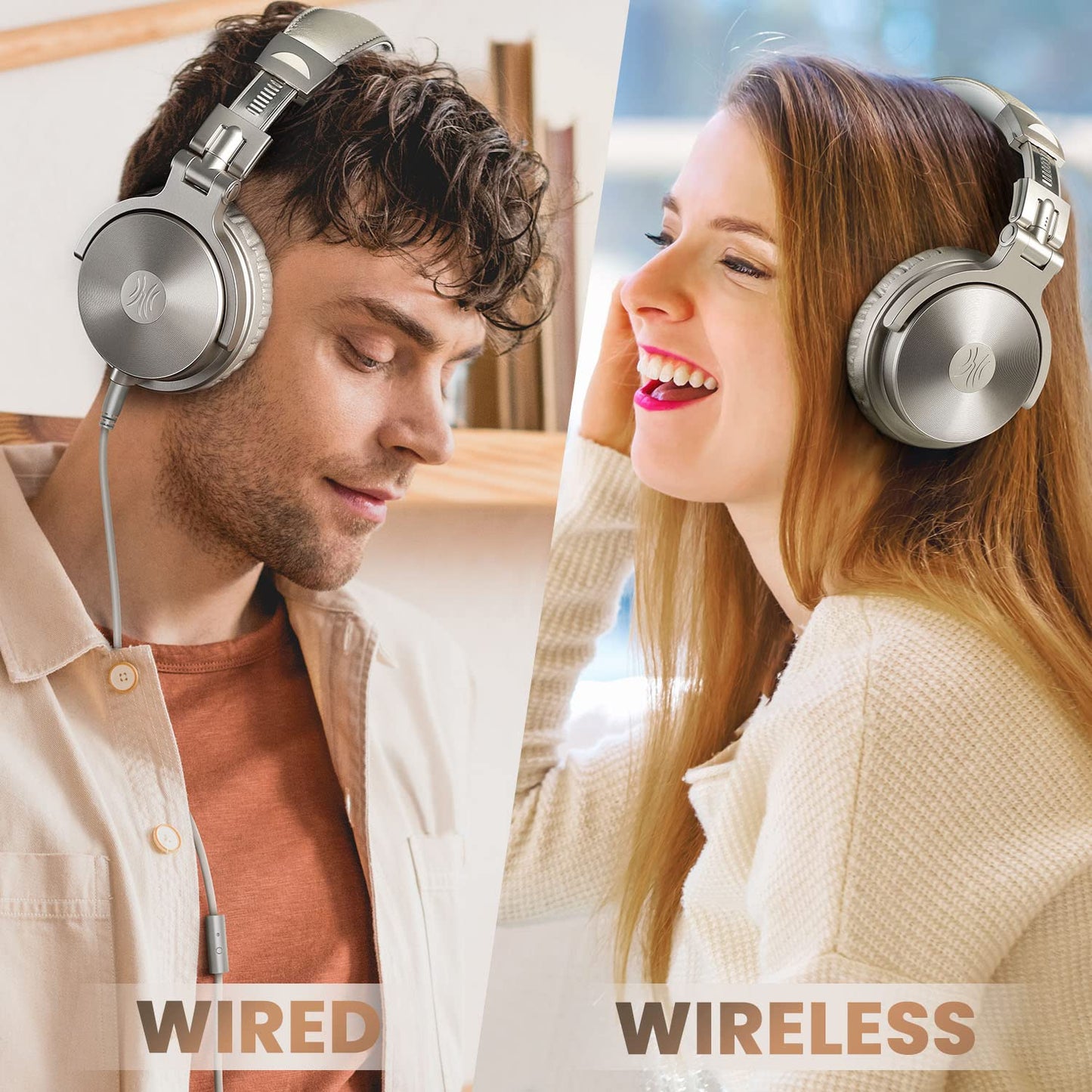 OneOdio Bluetooth over-ear hoofdtelefoon, tot 110 uur en BT 5.2, gesloten muziek, draadloze hoofdtelefoon met 50 mm driver, hifi stereo opvouwbare bas-headset met microfoon voor laptop/mobiele telefoon/pc