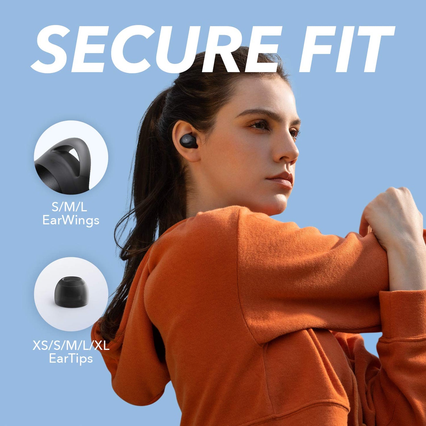 Soundcore by Anker A1 True Wireless Earbuds, krachtig aangepast geluid, 35u speeltijd, draadloos opladen, snelladen via USB-C, IPX7-waterdicht, knopbediening, Bluetooth-oordopjes, pendelen, sport