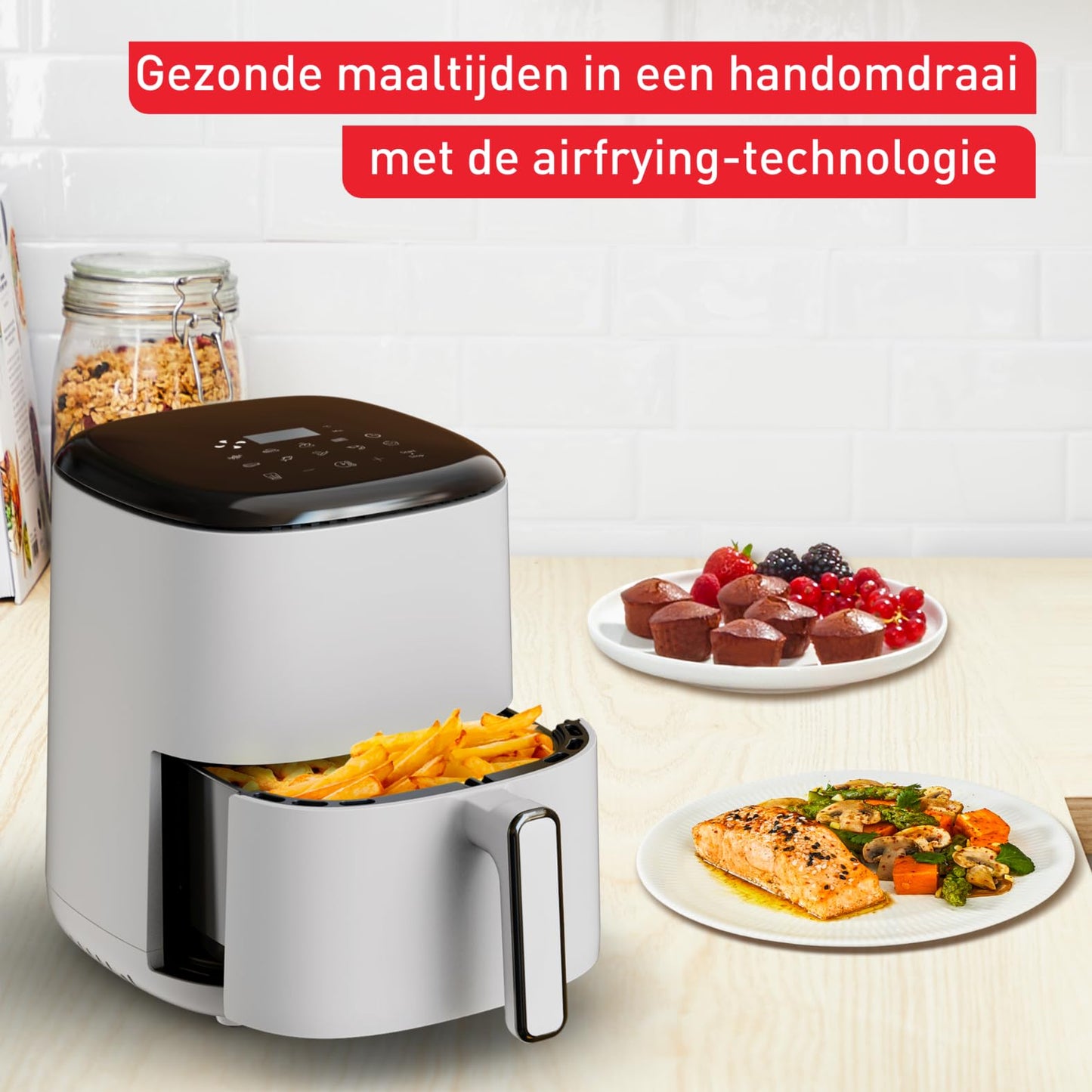 Tefal EY145A Easy Fry Compact heteluchtfriteuse 3 L, 3 liter inhoud, voor 1 tot 4 personen,tijd- en energiebesparend, digitaal bedieningspaneel, 10 automatische bereidingswijzen