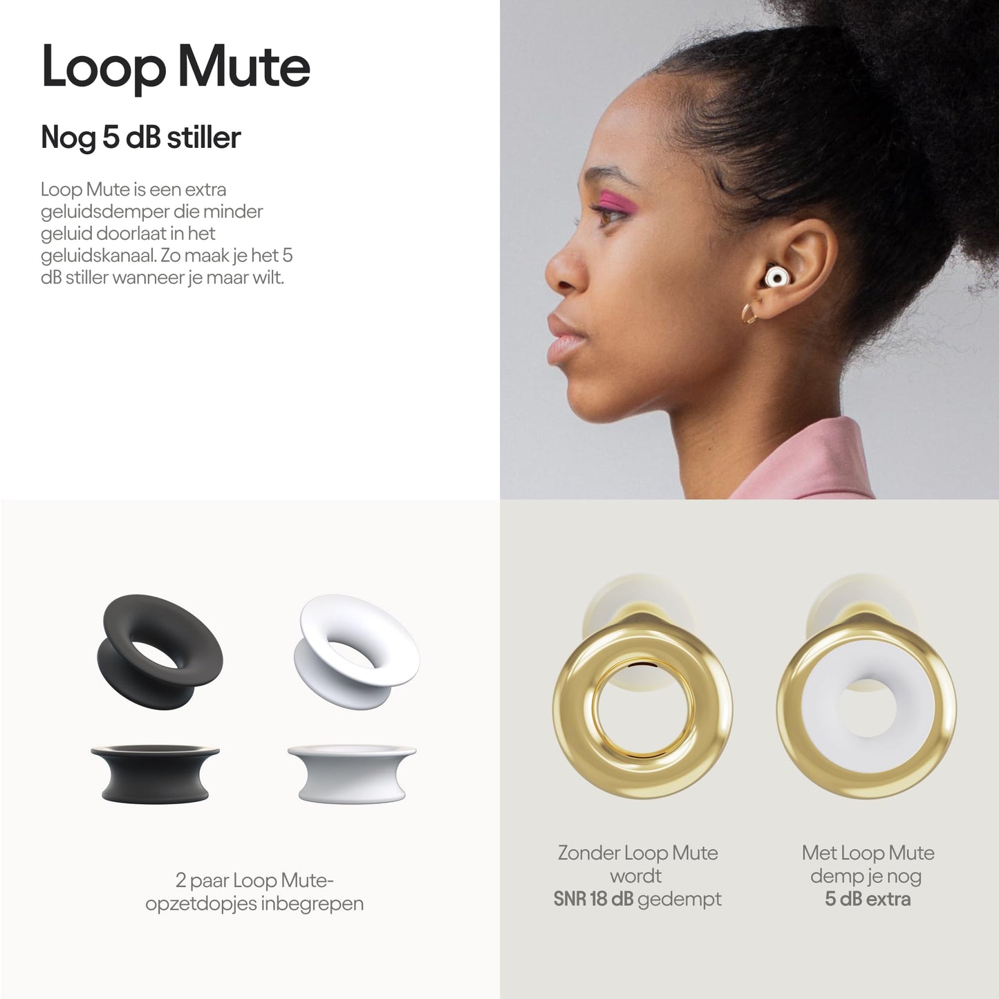 Loop Experience Plus-oordopjes - Hoogwaardige gehoorbescherming voor muzikanten, dj's, festivals, concerten en nachtleven – Oordopjes met een demping van SNR 18 dB – Met extra accessoires - Goud